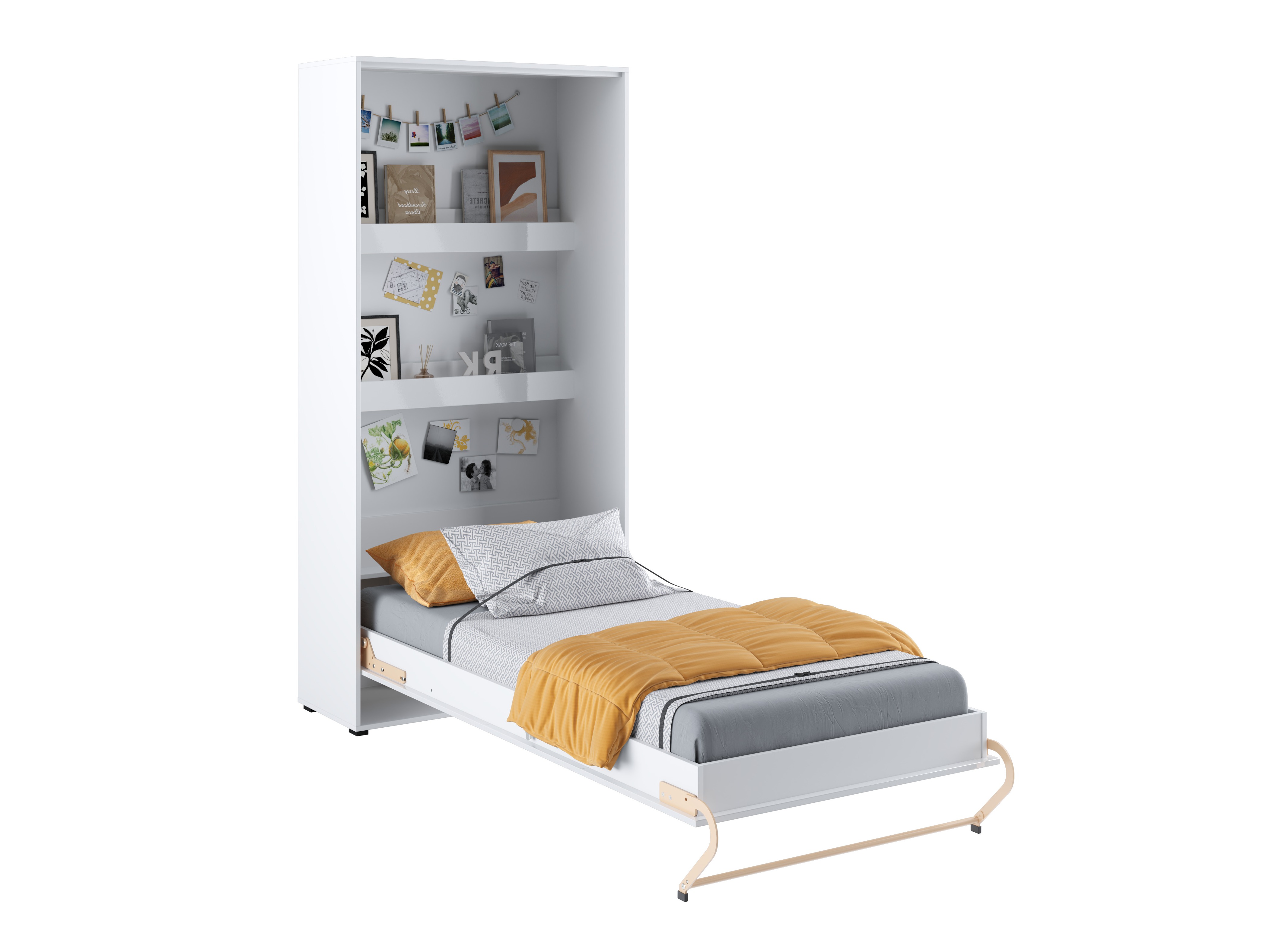 Zidni krevet Concept Pro Lenart III (Belo + Sjajno belo)