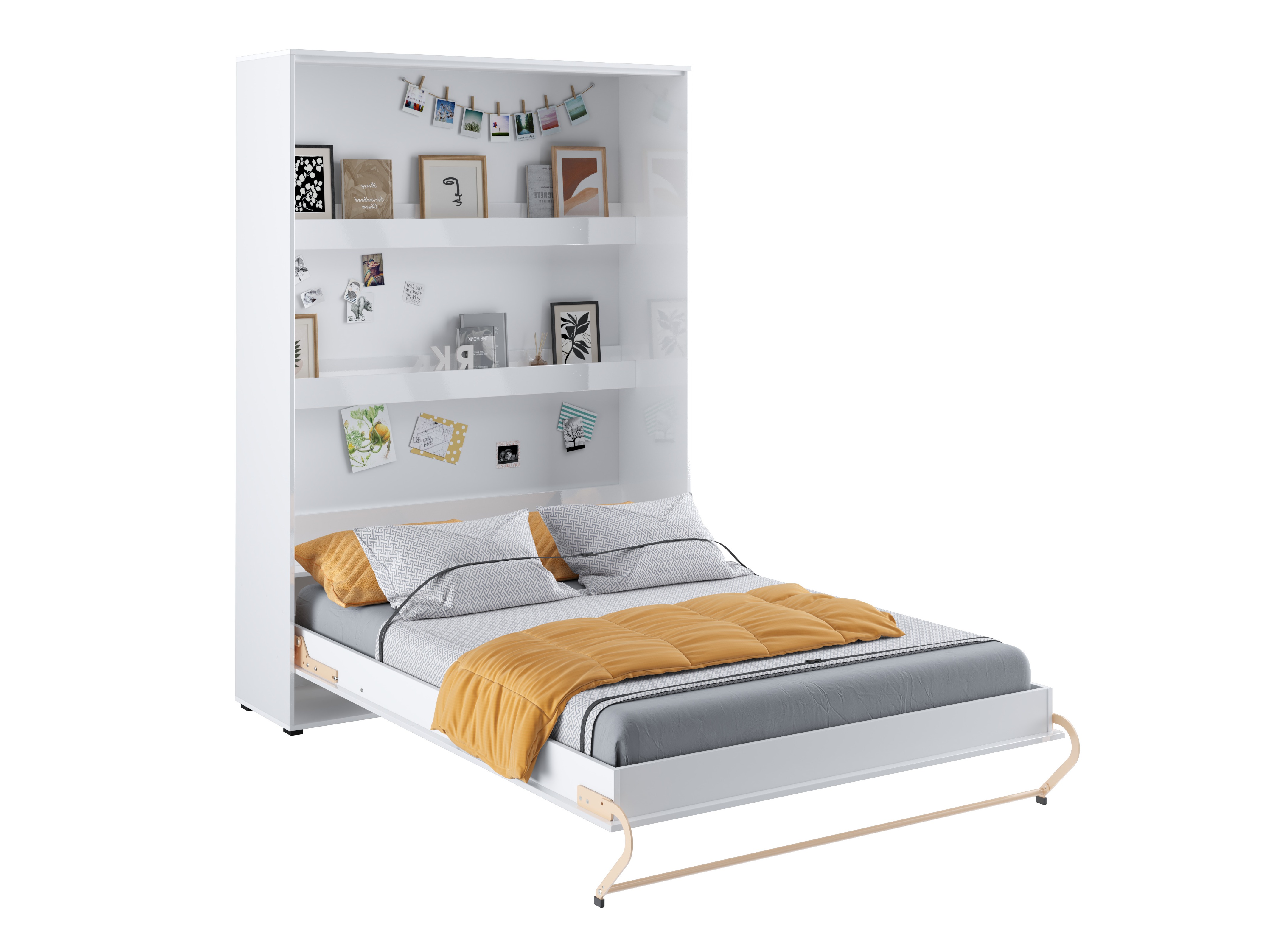 Zidni krevet Concept Pro Lenart III (Belo + Sjajno belo)