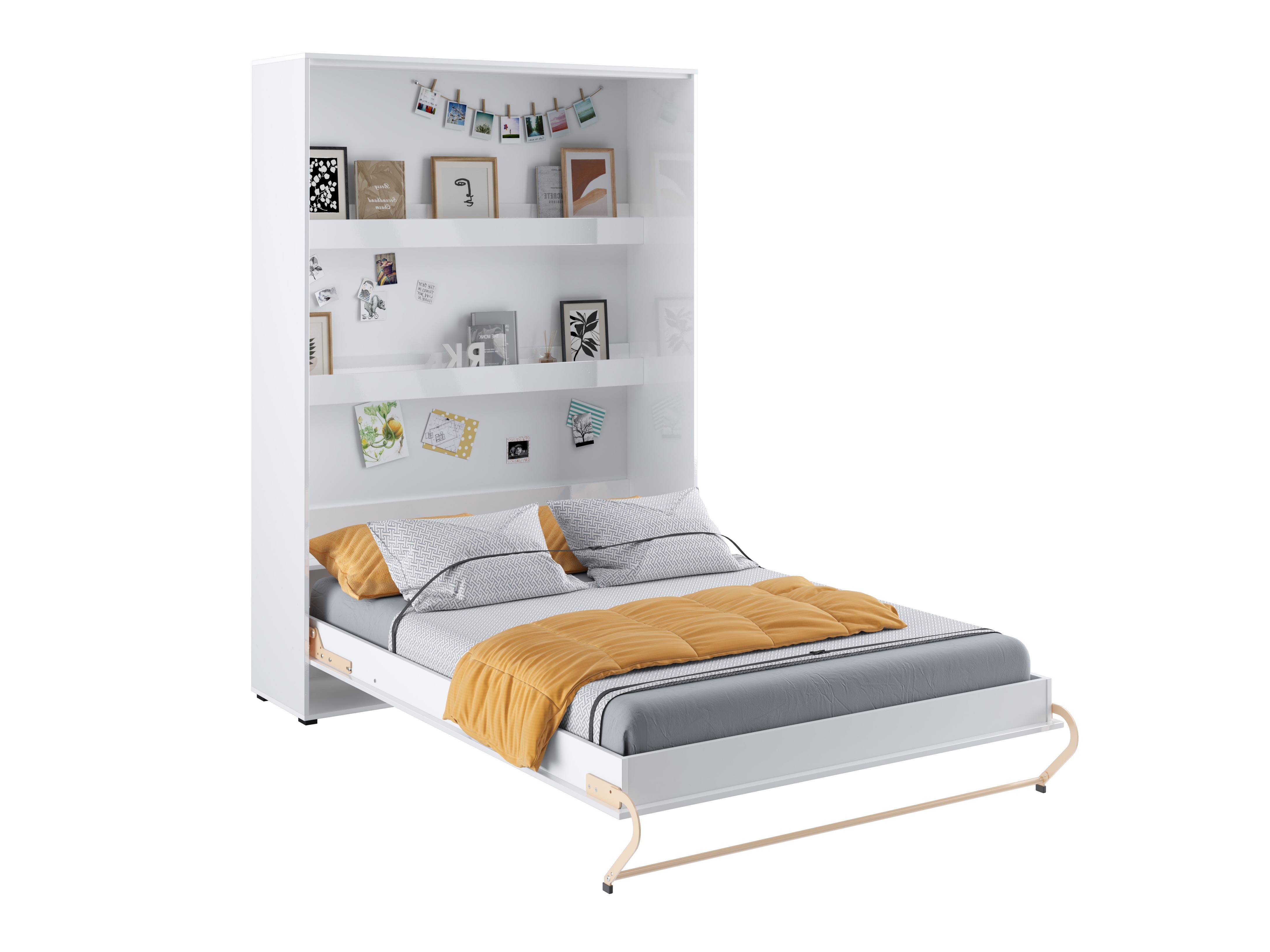 Zidni krevet Concept Pro Lenart III (Belo + Sjajno belo)