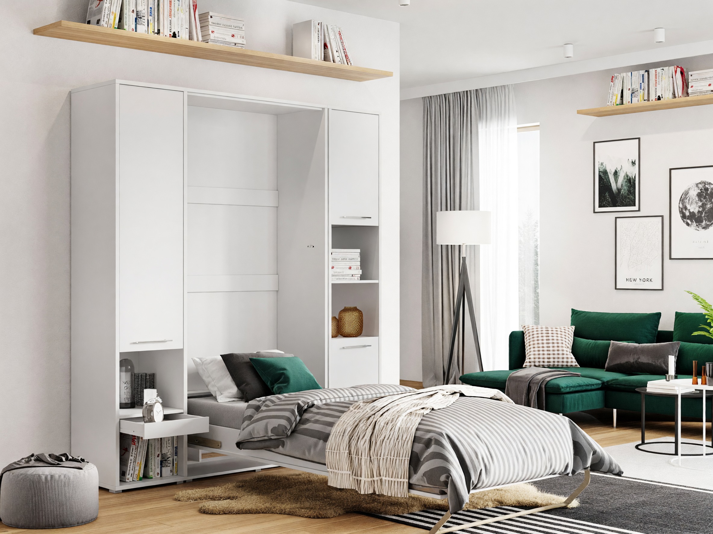 Zidni krevet Concept Pro Lenart III (Belo)