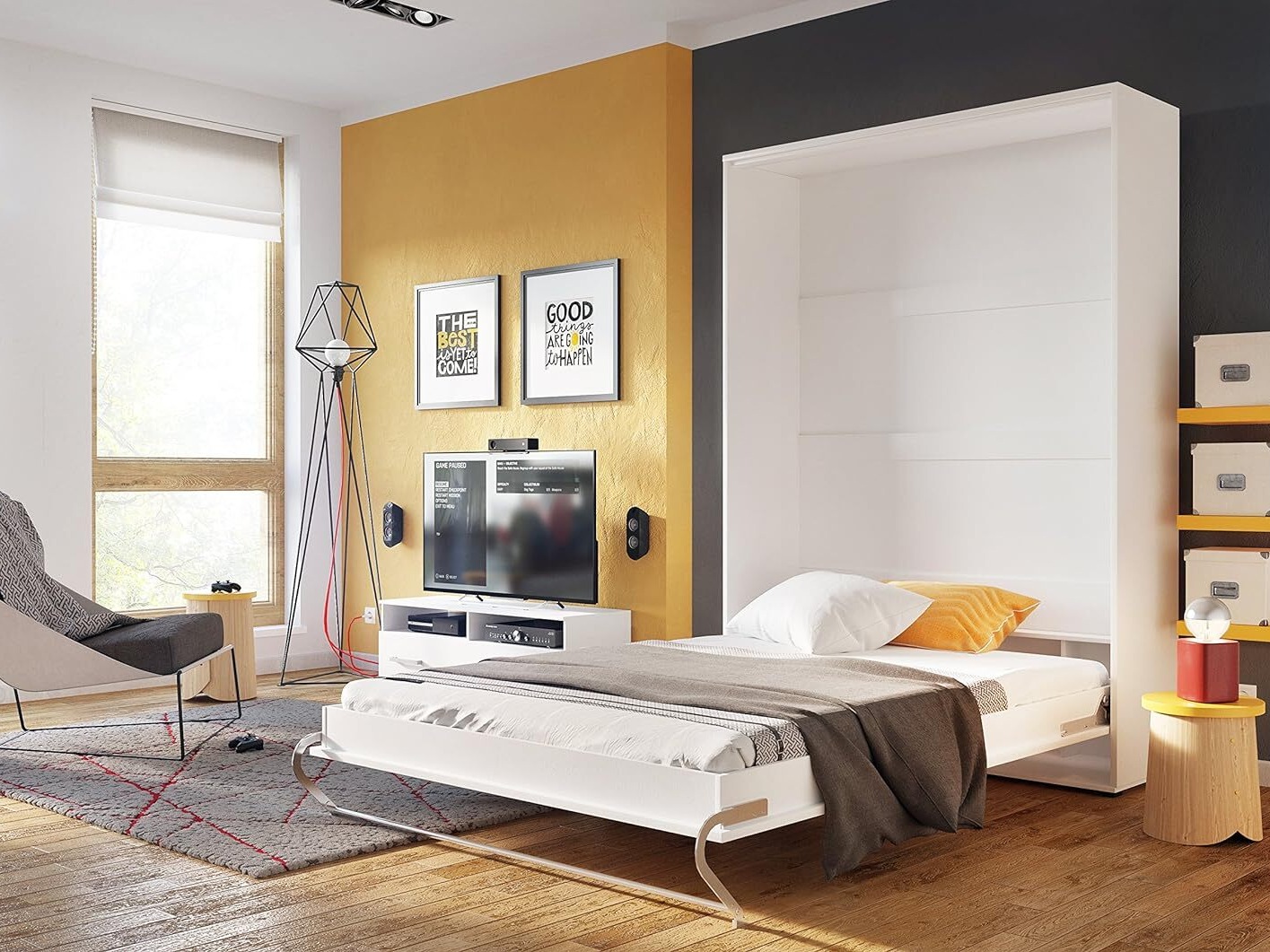 Zidni krevet Concept Pro Lenart III (Belo)