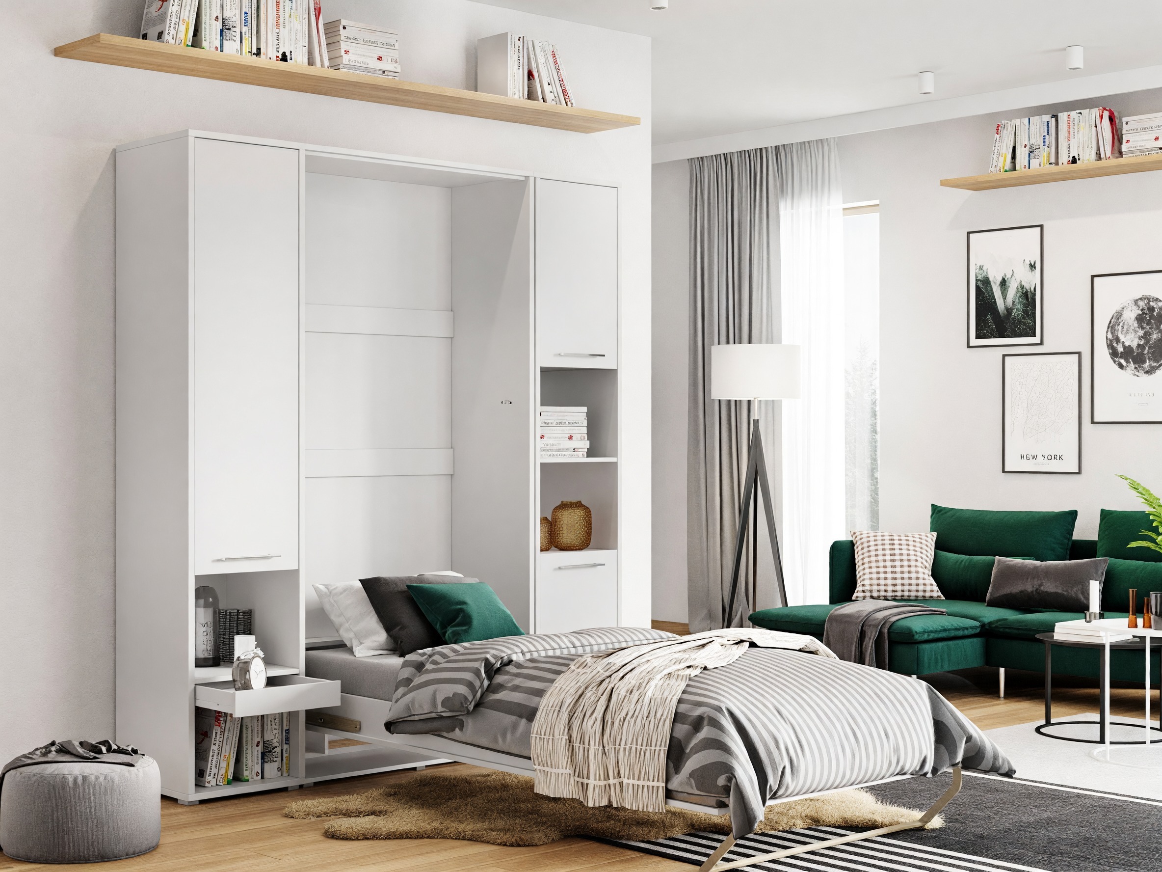 Zidni krevet Concept Pro Lenart III (Belo)