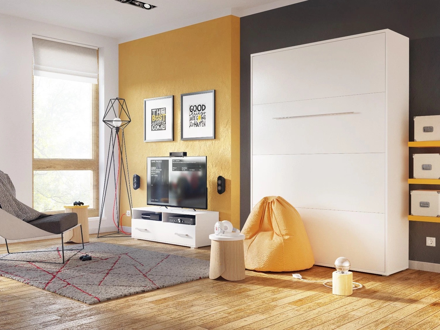 Zidni krevet Concept Pro Lenart III (Belo)