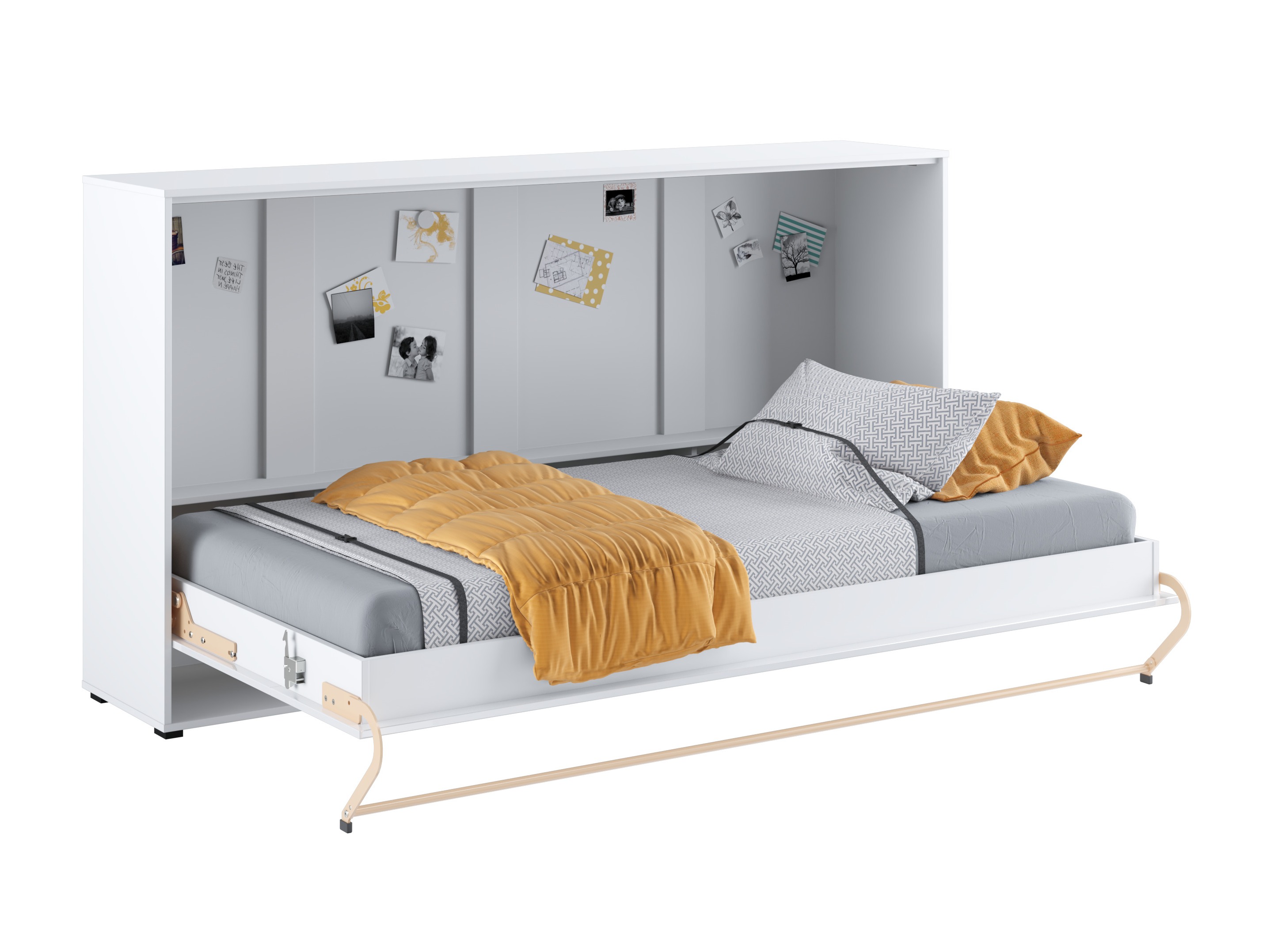 Zidni krevet Concept Pro Lenart IV (Belo + Sjajno belo)