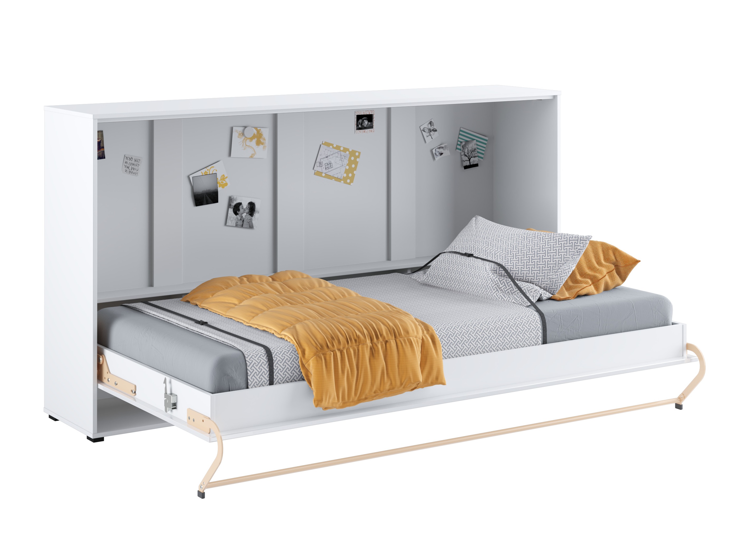 Zidni krevet Concept Pro Lenart IV (Belo + Sjajno belo)