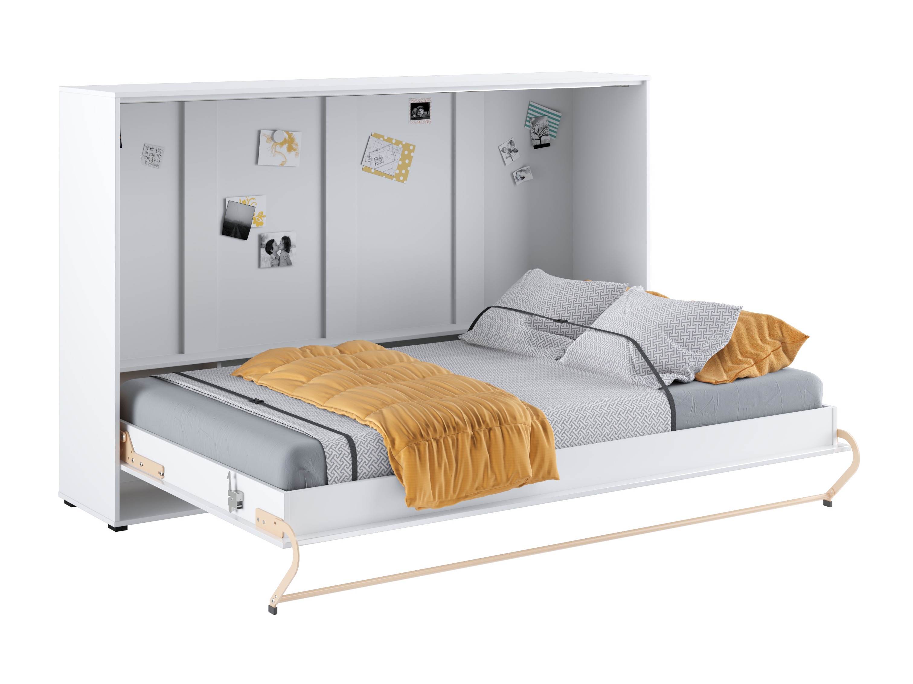 Zidni krevet Concept Pro Lenart IV (Belo + Sjajno belo)