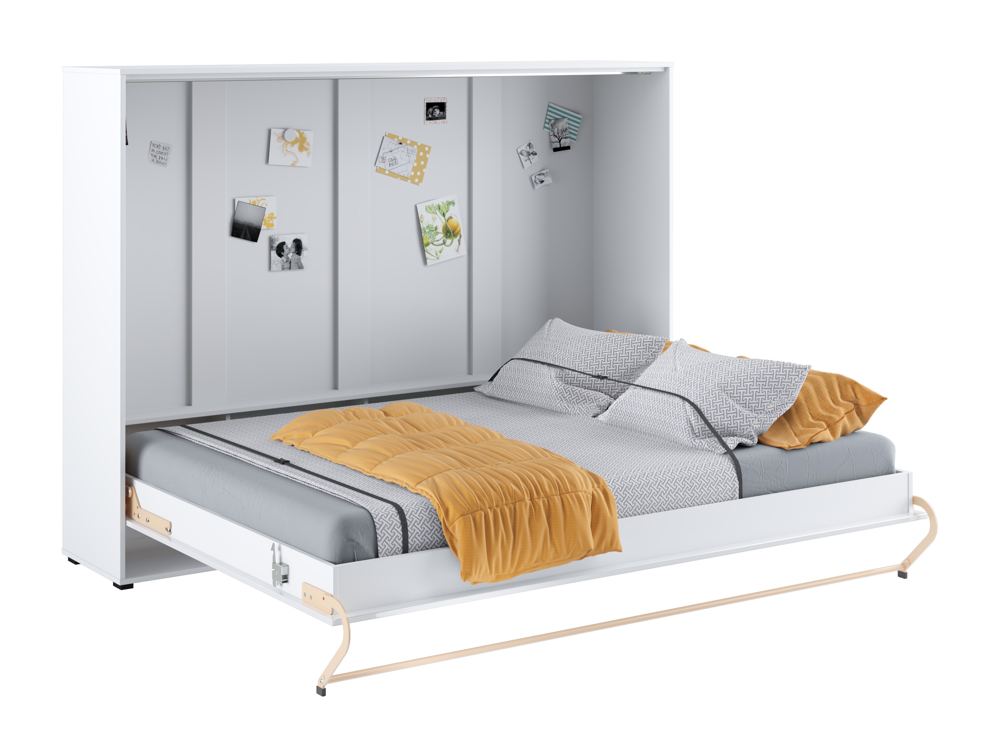 Zidni krevet Concept Pro Lenart IV (Belo + Sjajno belo)