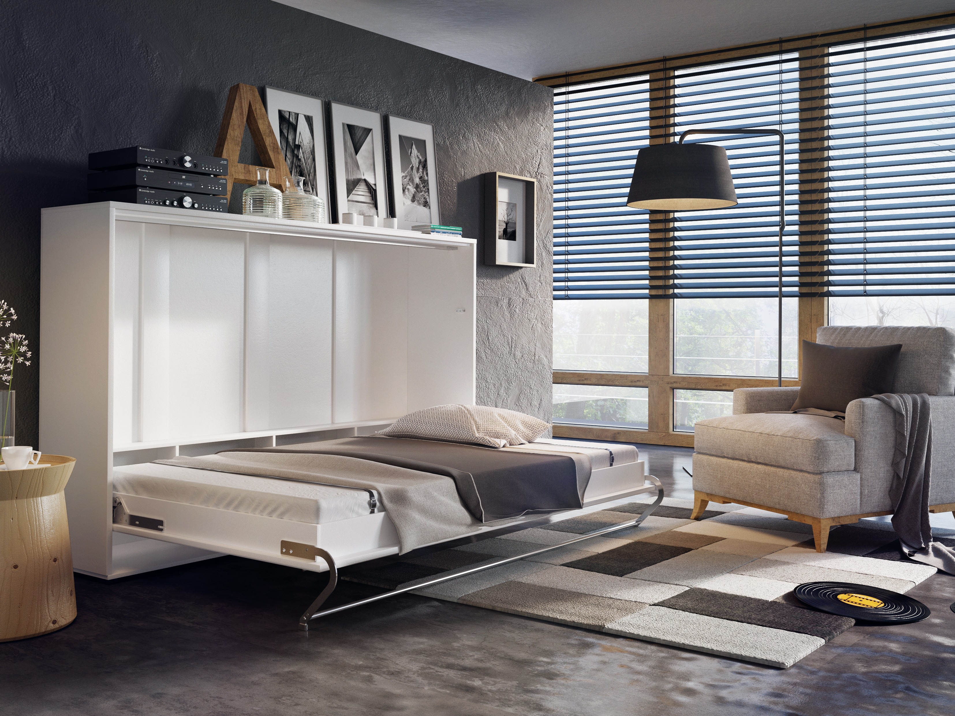 Zidni krevet Concept Pro Lenart IV (Belo)