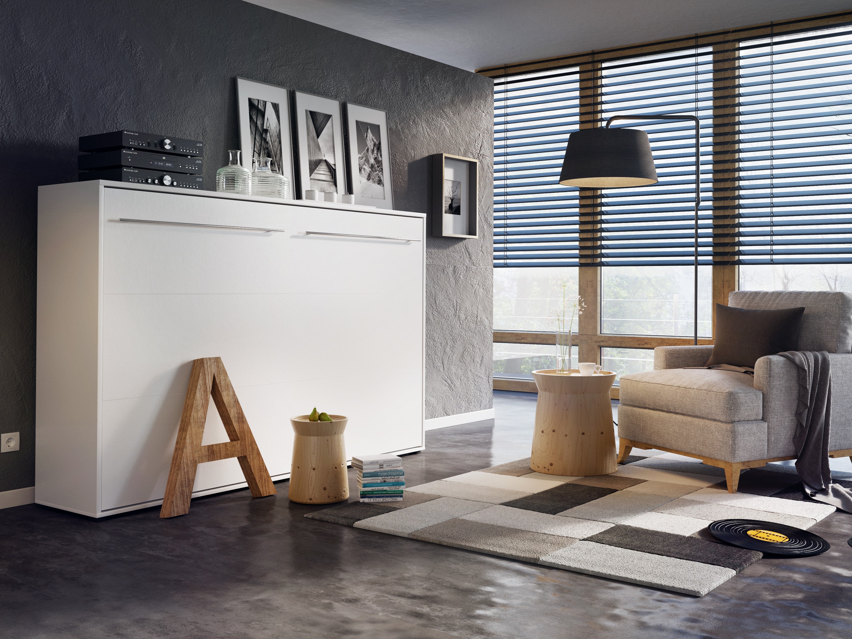 Zidni krevet Concept Pro Lenart IV (Belo)