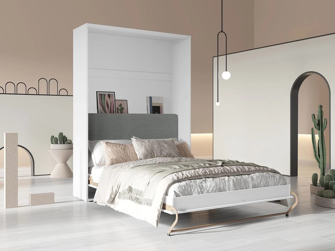 Zidni krevet Concept Pro Lenart VI (Belo + Grafit)
