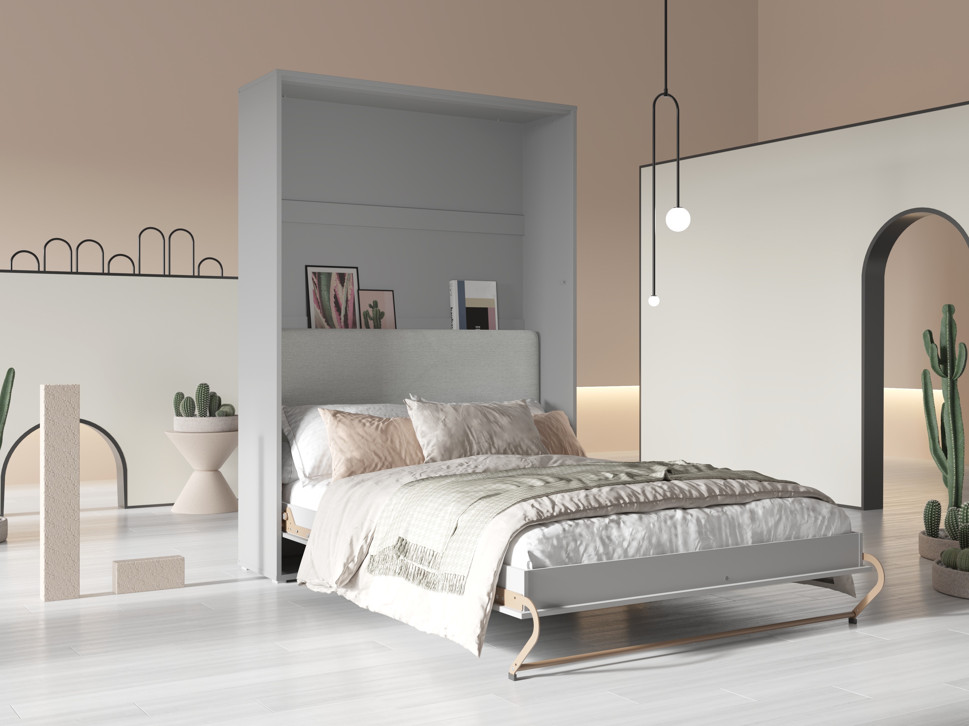 Zidni krevet Concept Pro Lenart VI (Sivo)