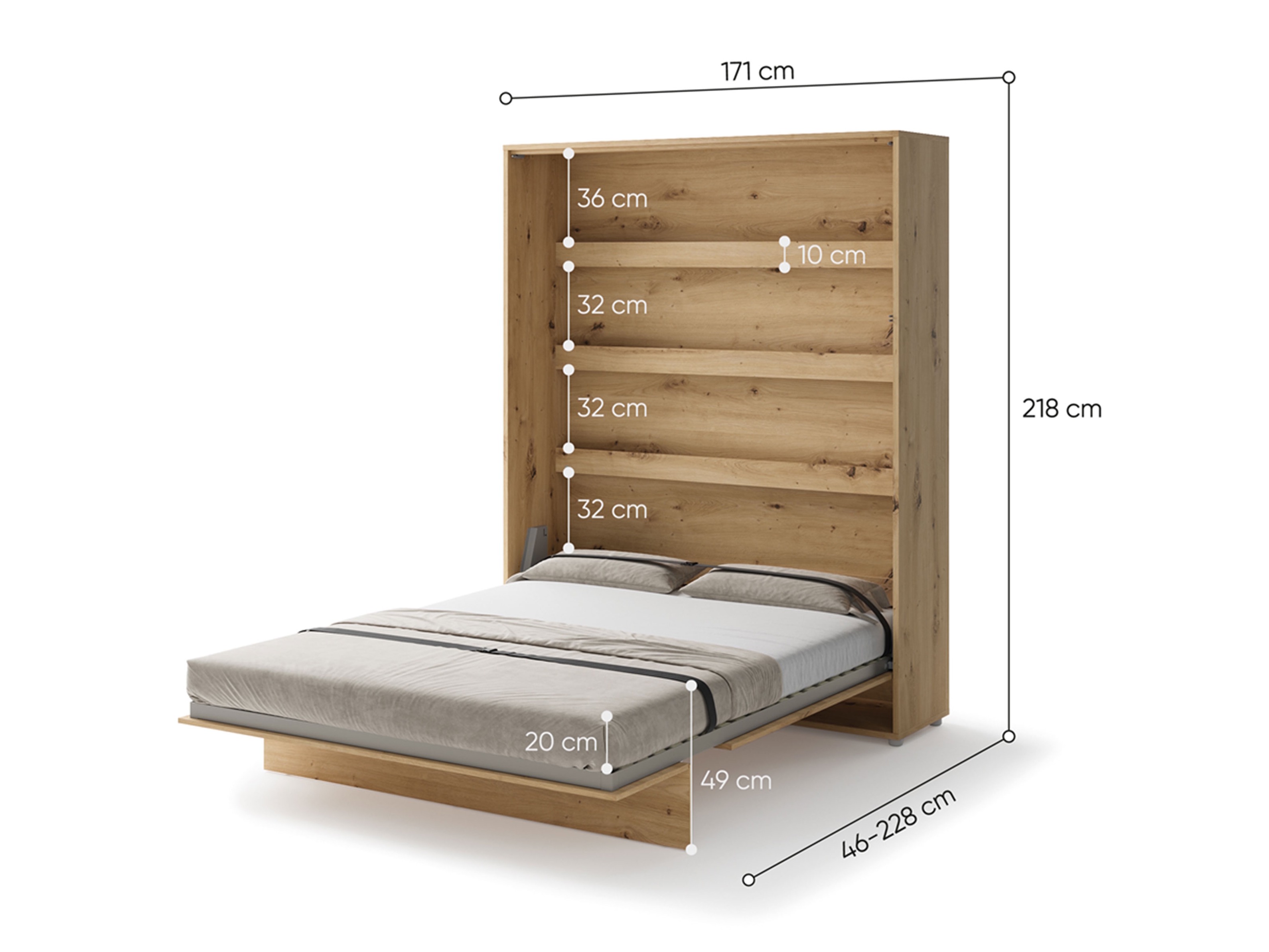 Zidni krevet Concept Lenart (Artisan hrast)
