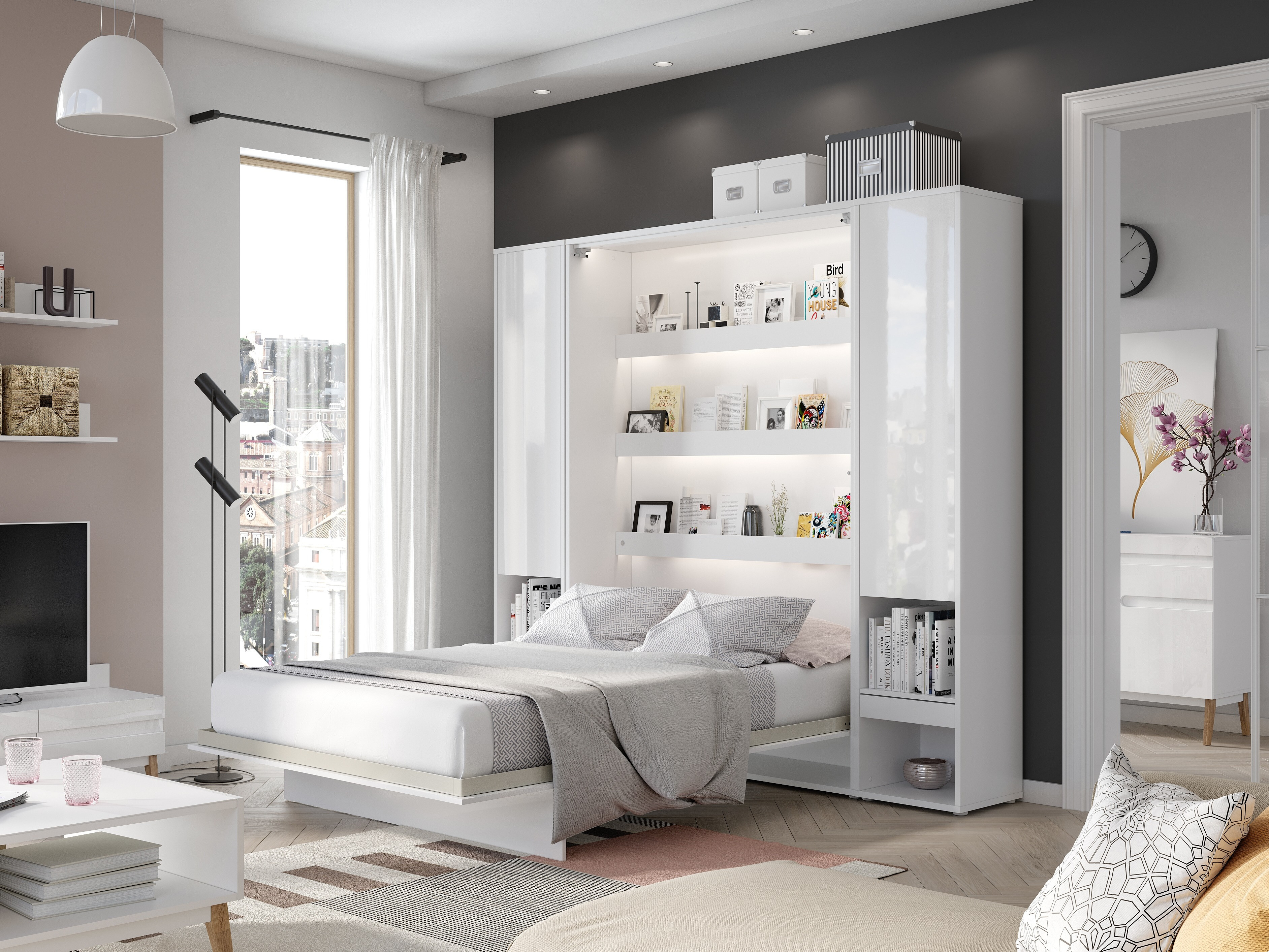 Zidni krevet Concept Lenart (Belo)