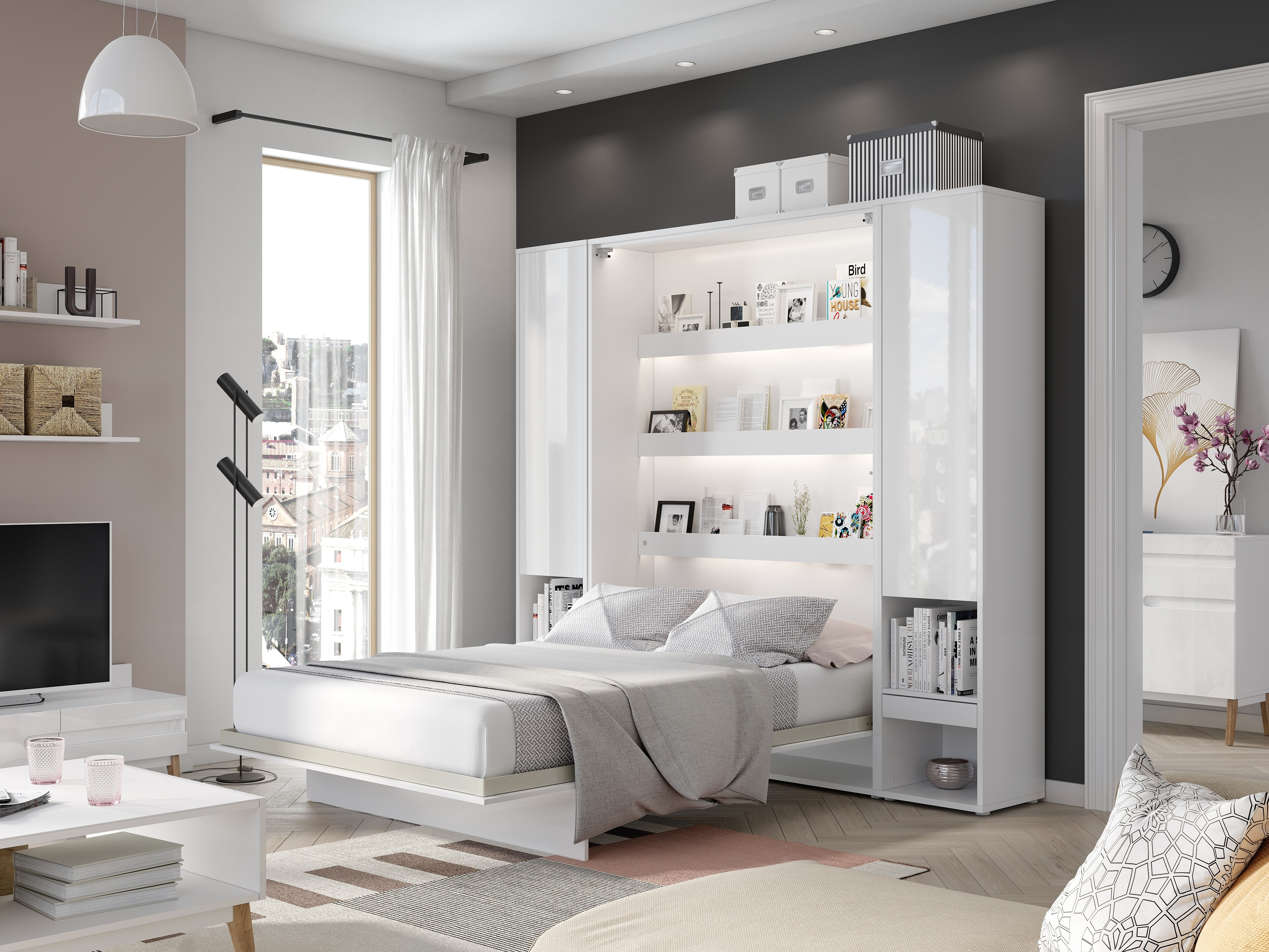 Zidni krevet Concept Lenart (Belo)