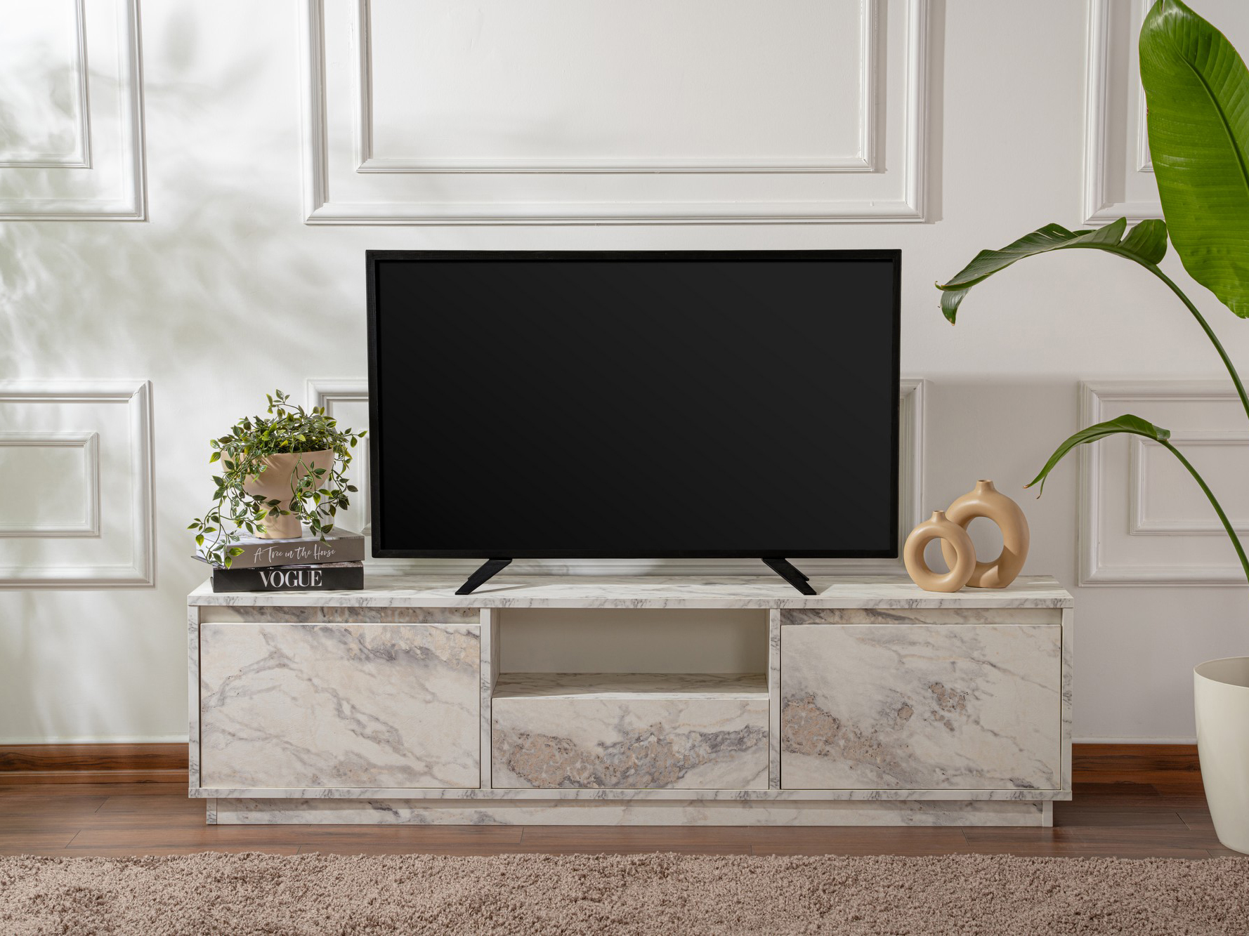 TV komoda Novato 106 (Beli mermer)
