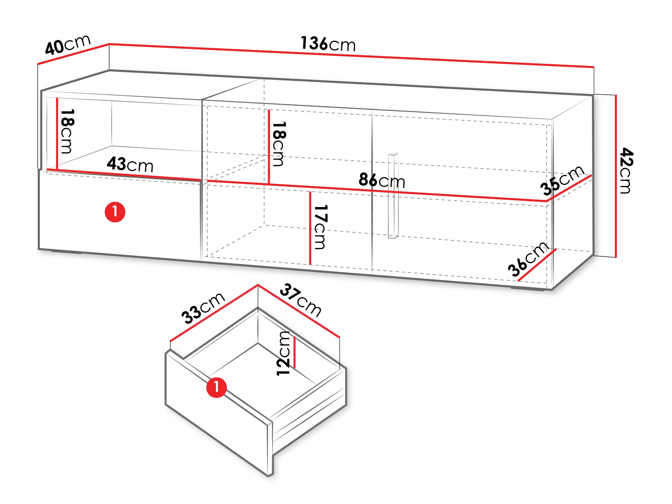 TV komoda Etruva 108 (Kašmir + Plava)