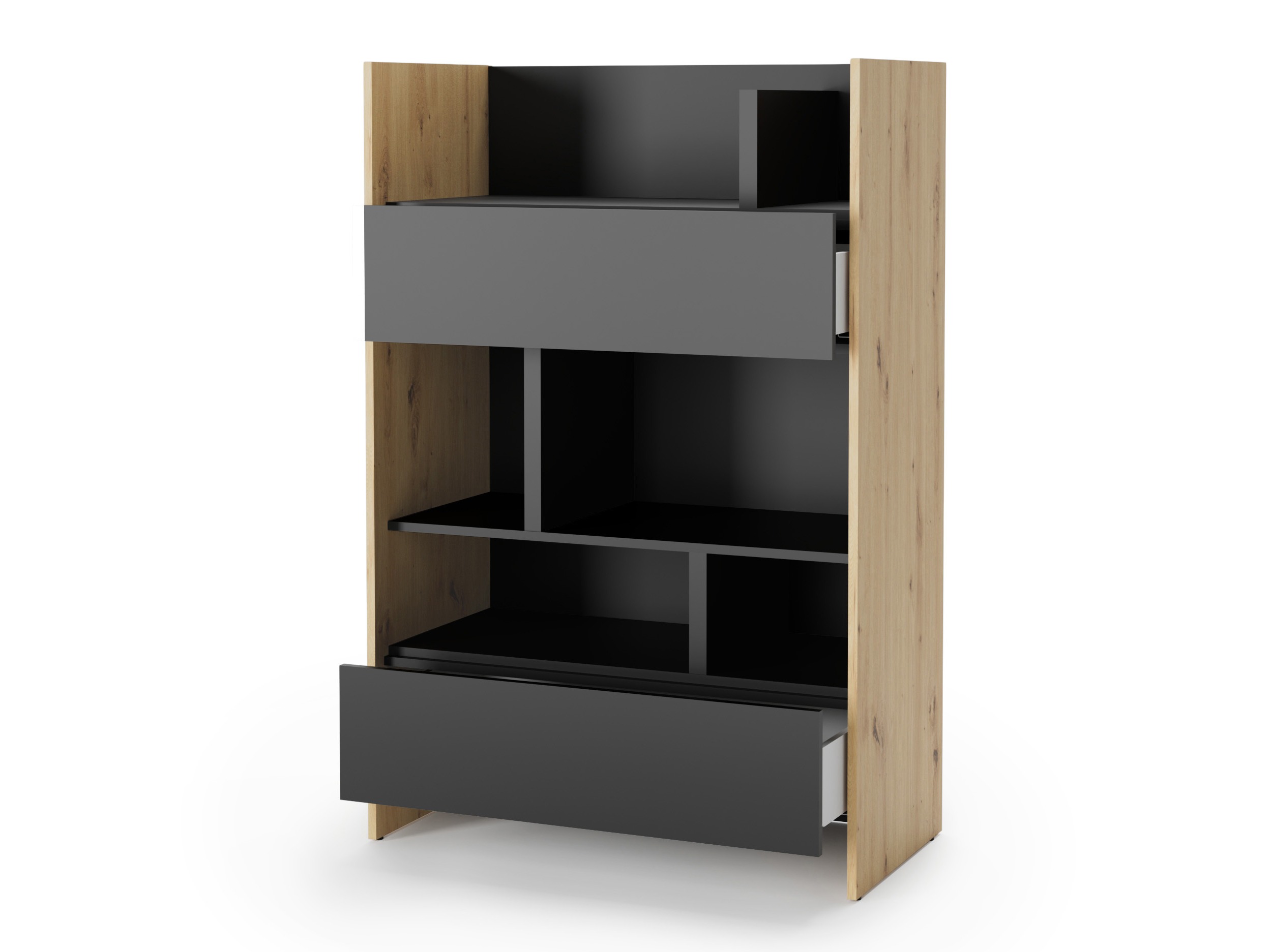 Polica Concept Lenart IX (Artisan hrast + Crno)