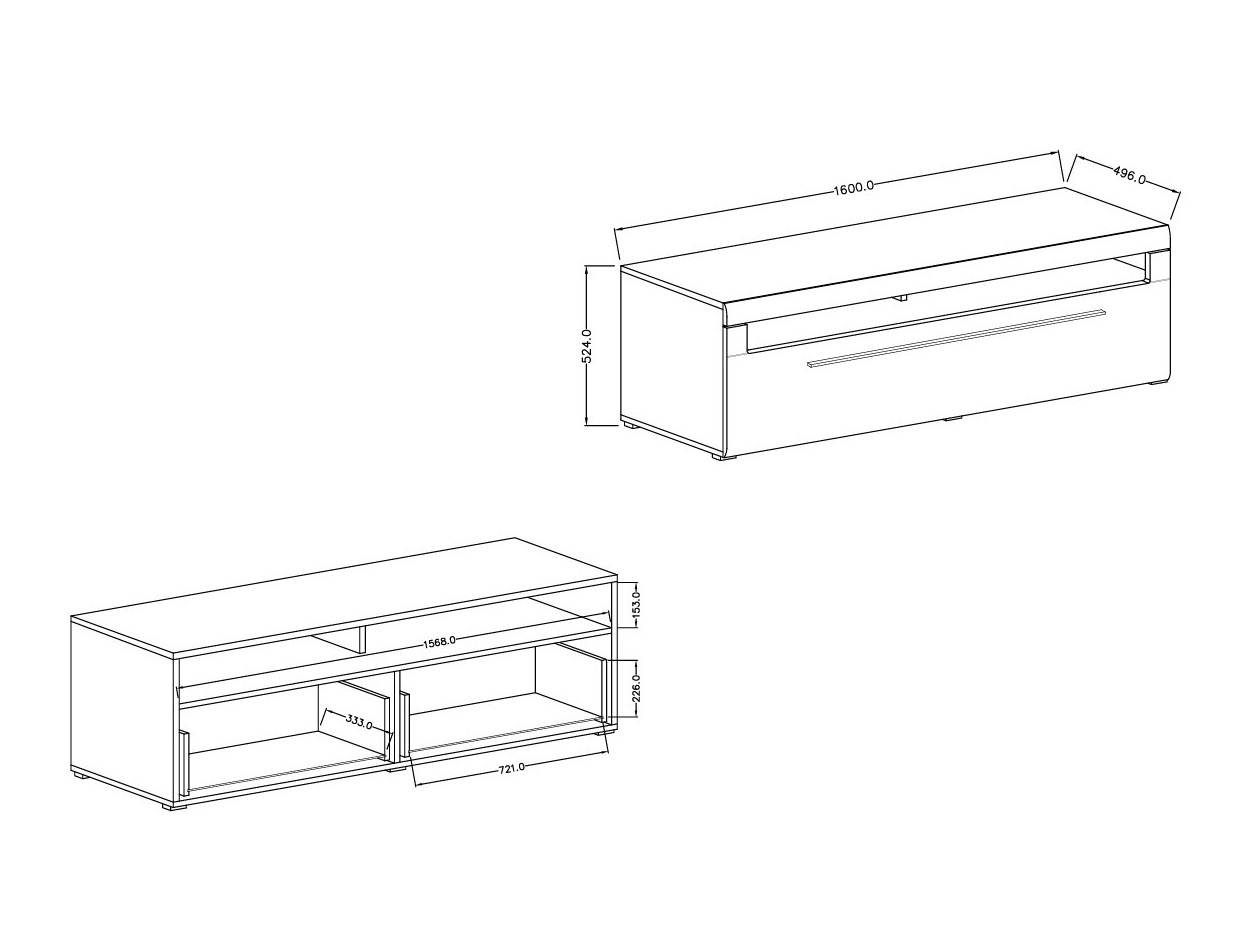 TV komoda Ophsalu 104 (Belo + Sjajno belo)