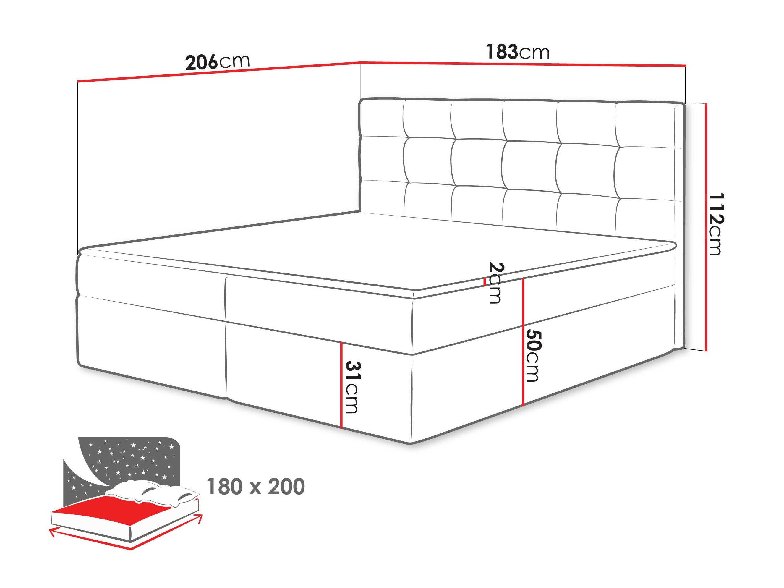 Boxspring krevet Comfivo Osculum I (Muna 08)