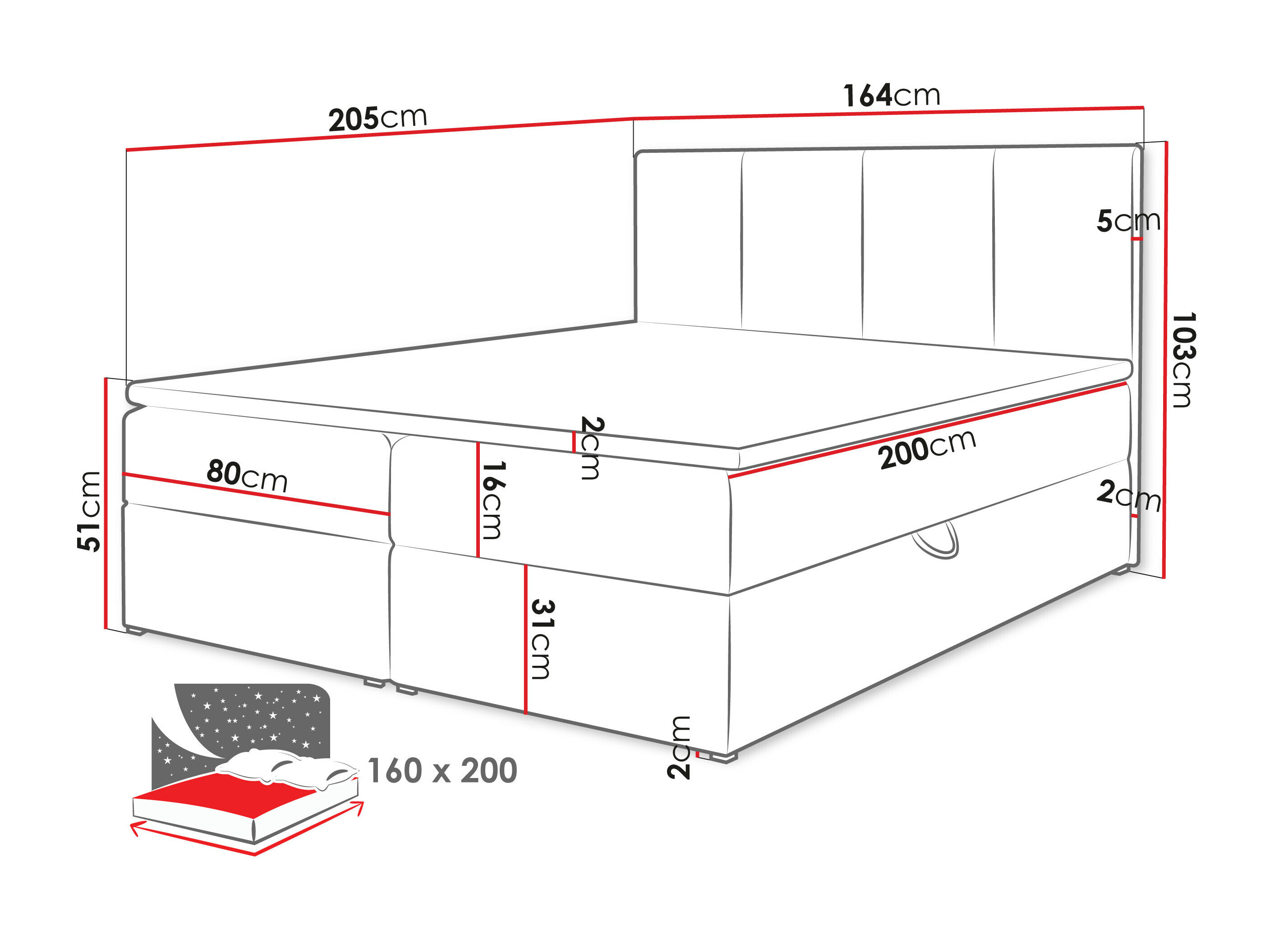 Boxspring krevet Oppidum (Polo 882)