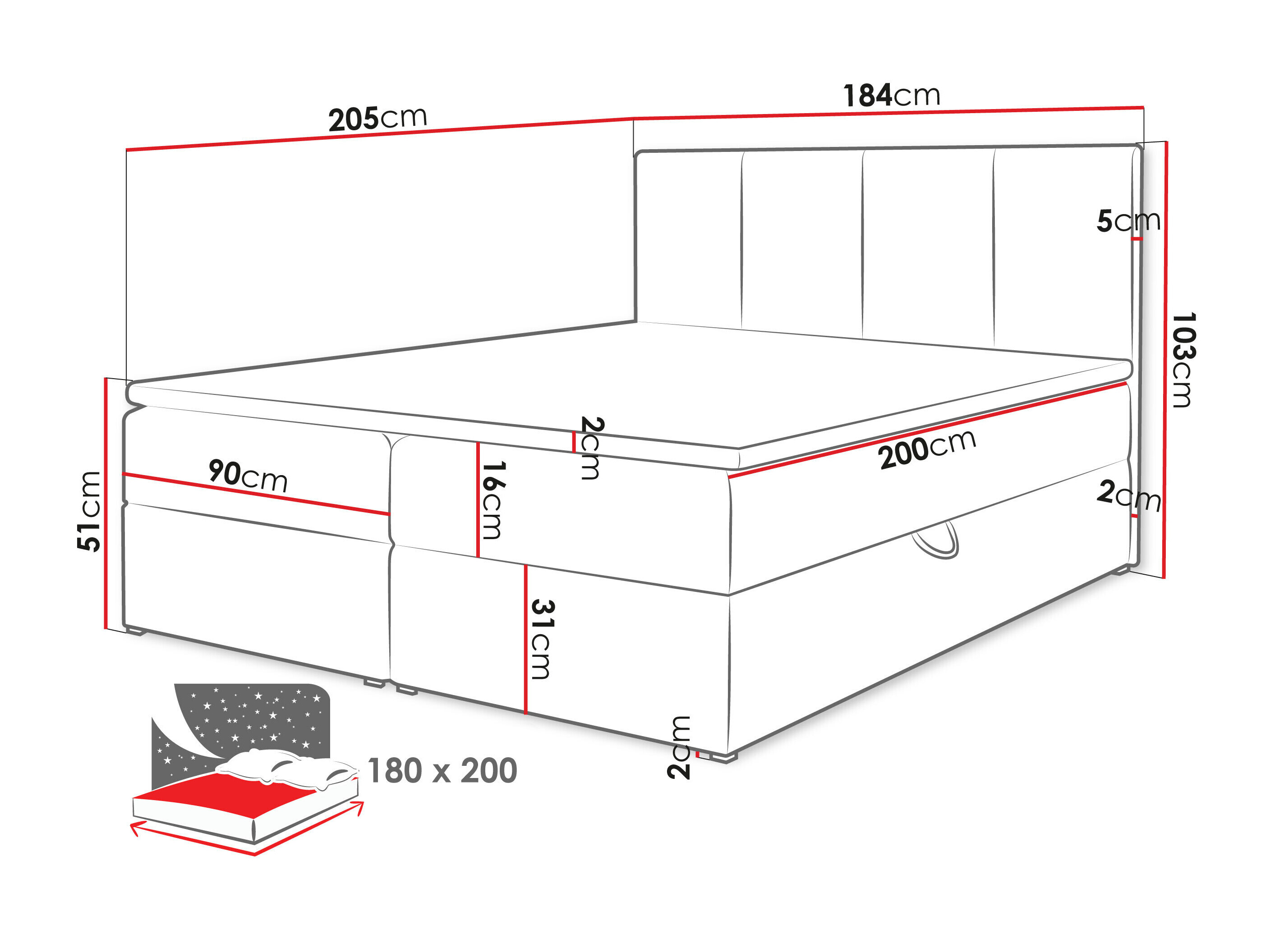 Boxspring krevet Oppidum (Polo 897)