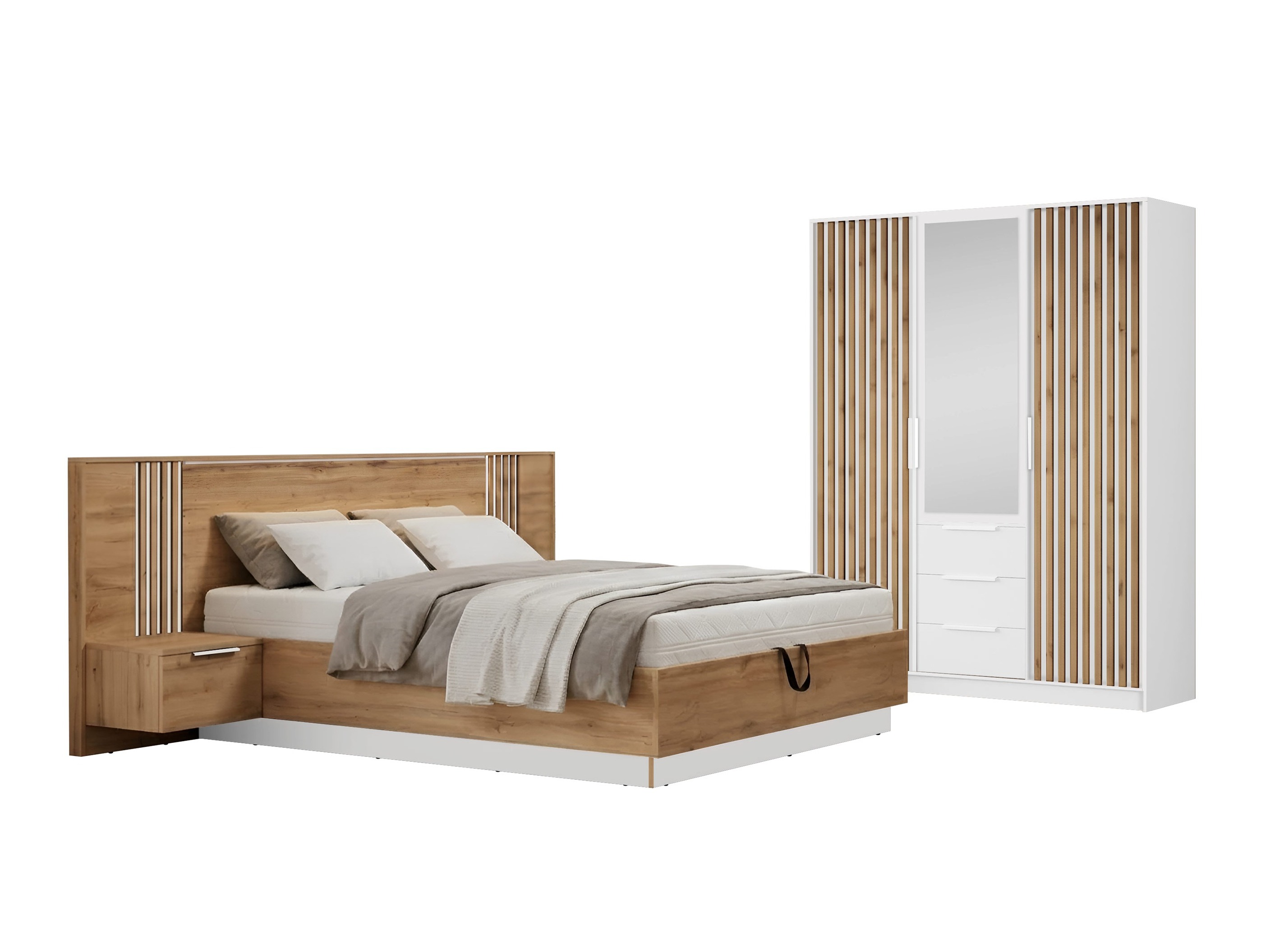 Set spavaća soba Collis (Hrast Votan + Belo)