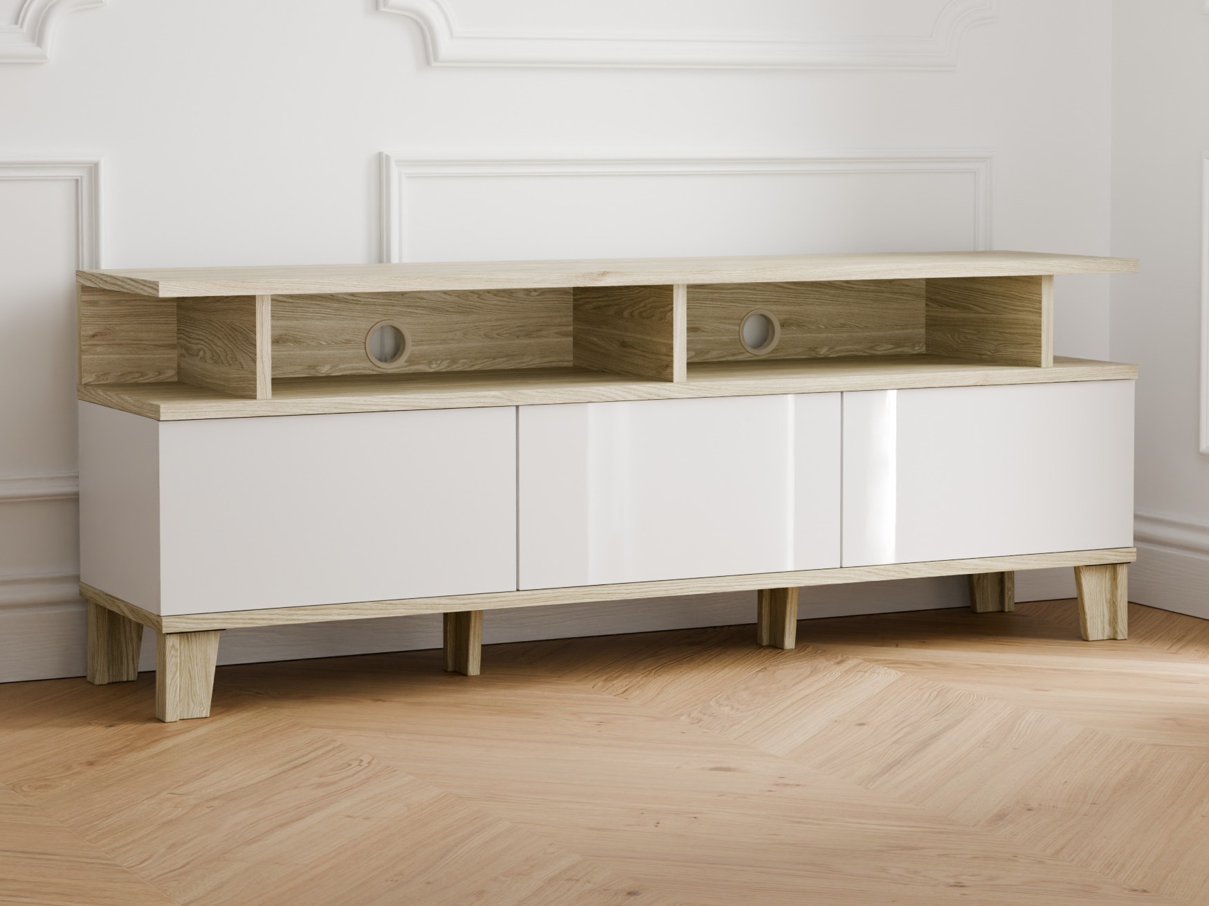 TV komoda Evarveru 101 (Sjajno belo)