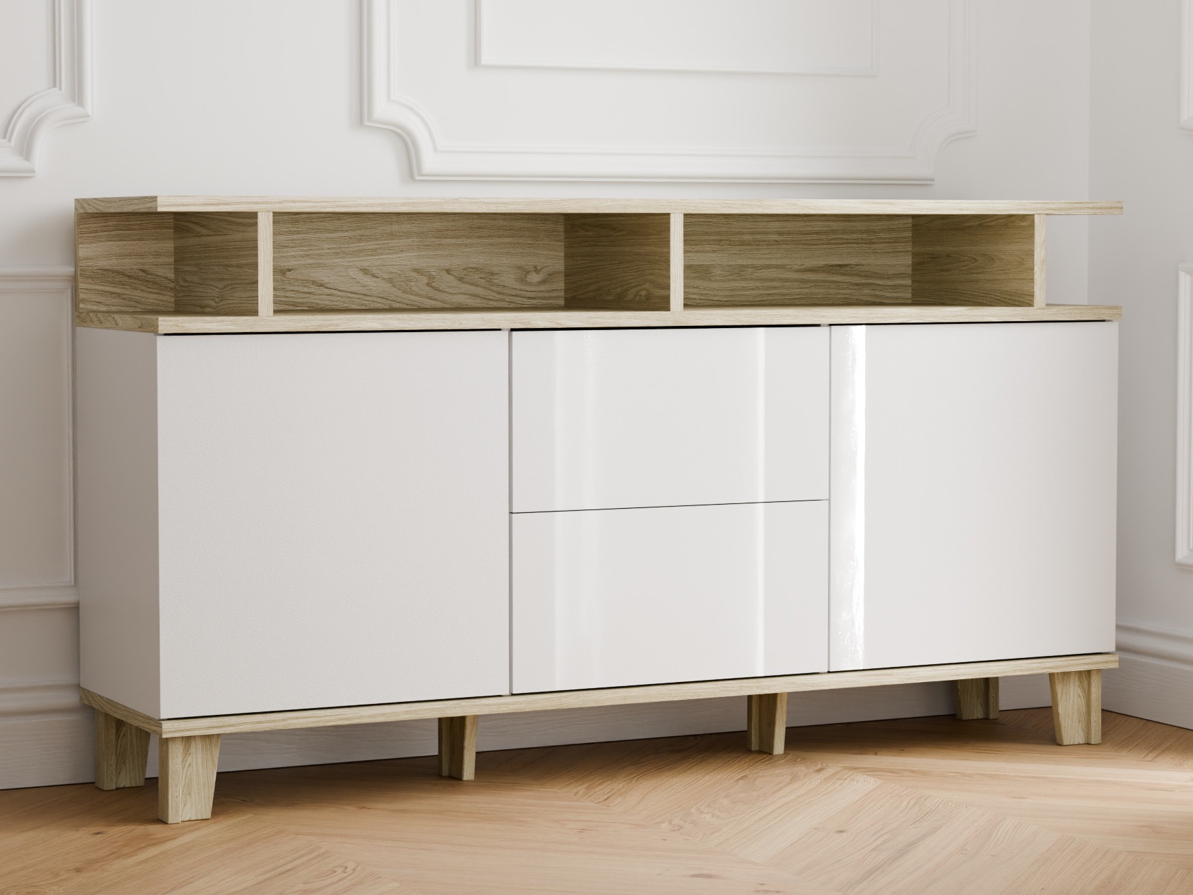 Komoda Evarveru 105 (Sjajno belo)
