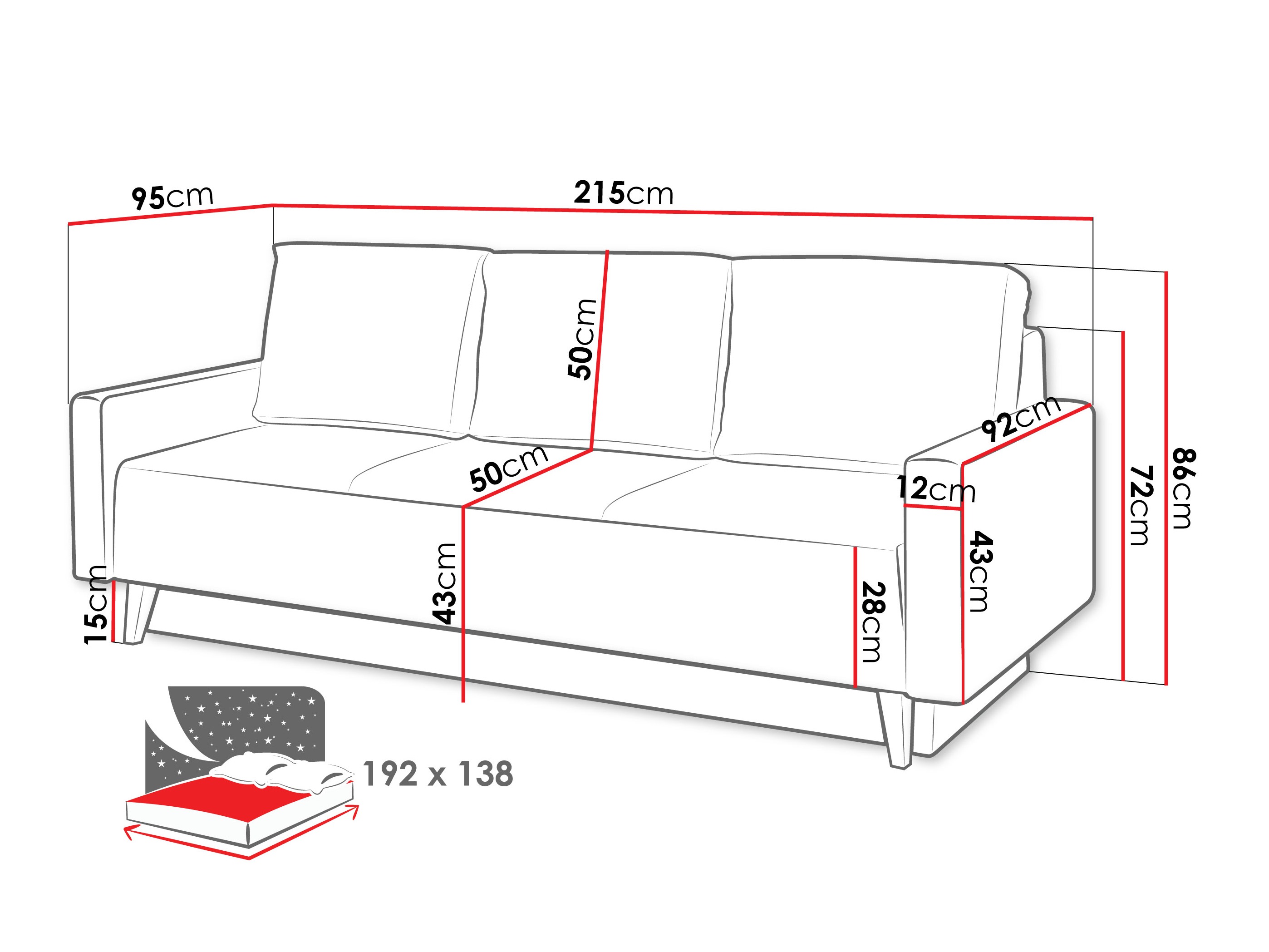 Sofa na razvlačenje Delbene 129 (Verita 03 + Tamni hrast San Remo)