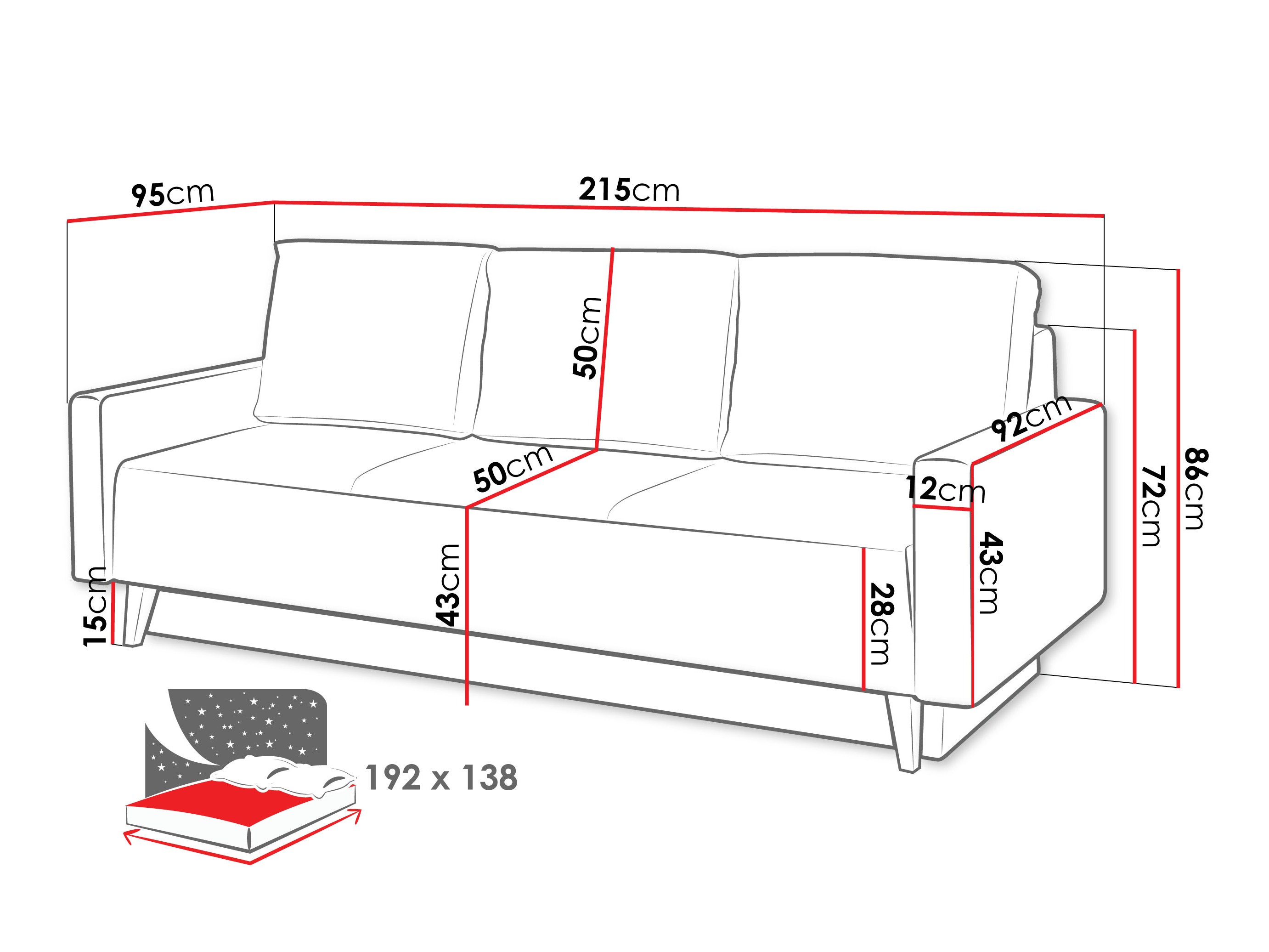 Sofa na razvlačenje Delbene 129 (Verita 53 + Tamni hrast San Remo)