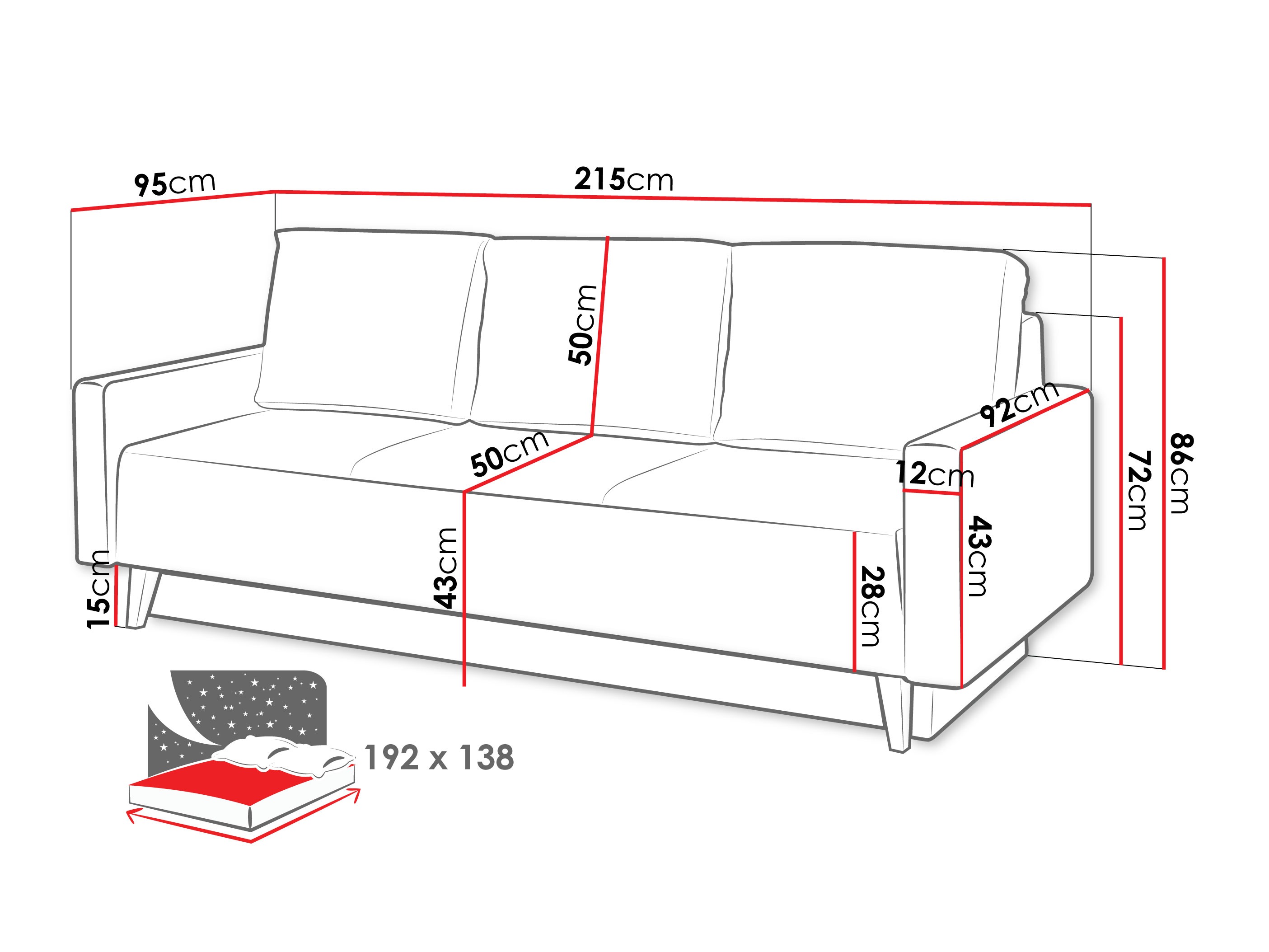 Sofa na razvlačenje Delbene 129 (Verita 75 + Tamni hrast San Remo)