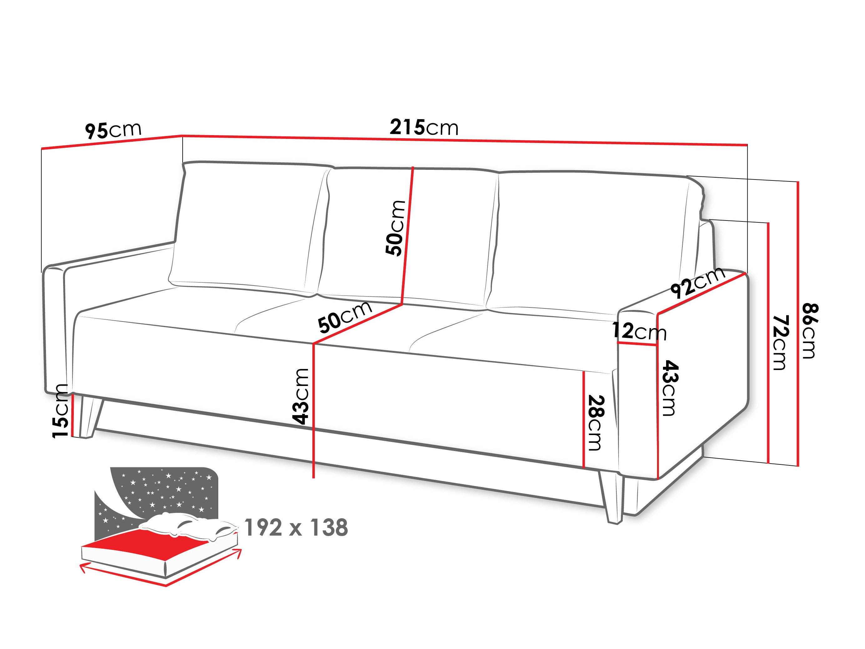 Sofa na razvlačenje Delbene 129 (Verita 76 + Tamni hrast San Remo)