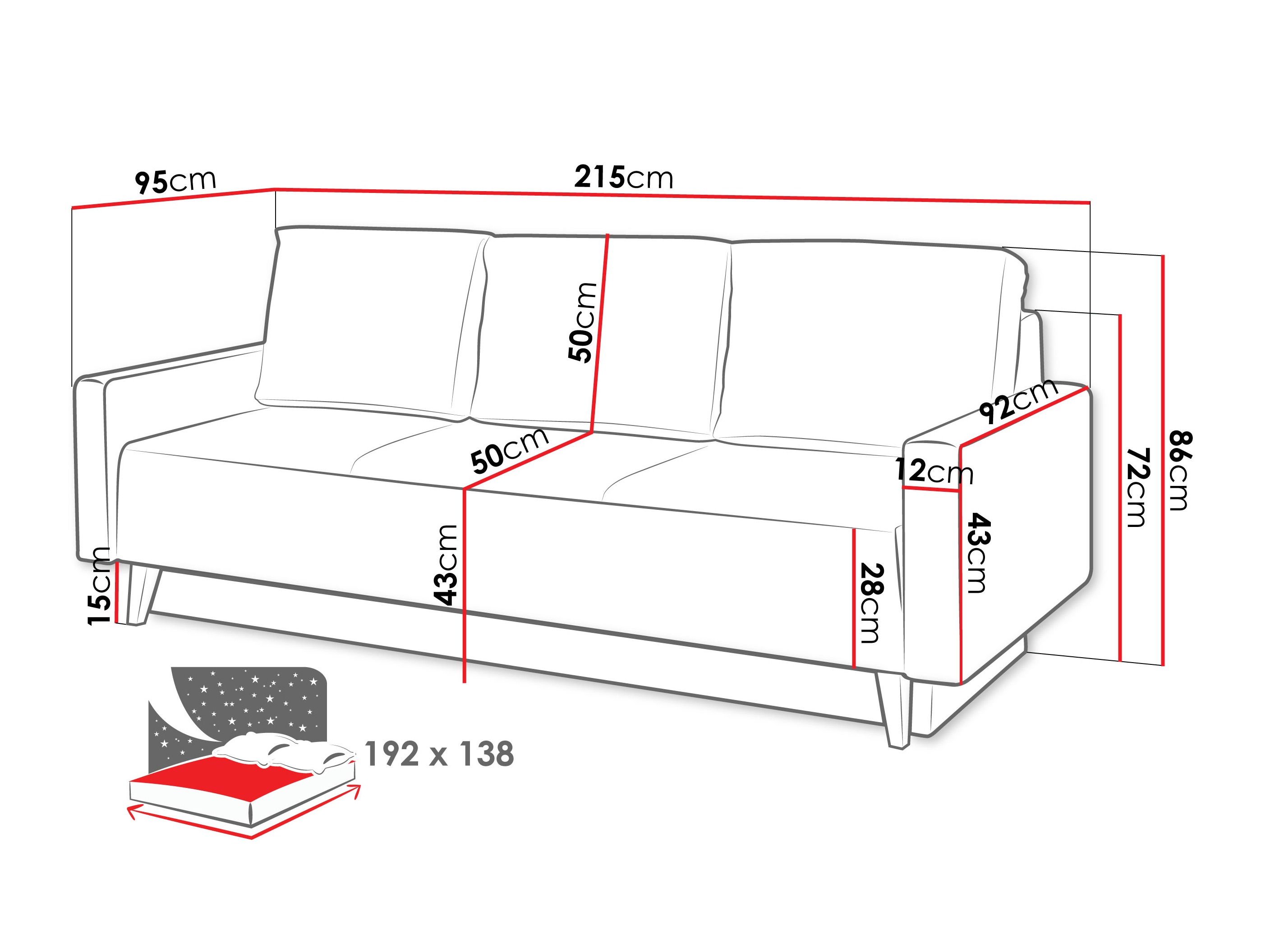 Sofa na razvlačenje Delbene 129 (Verita 98 + Tamni hrast San Remo)