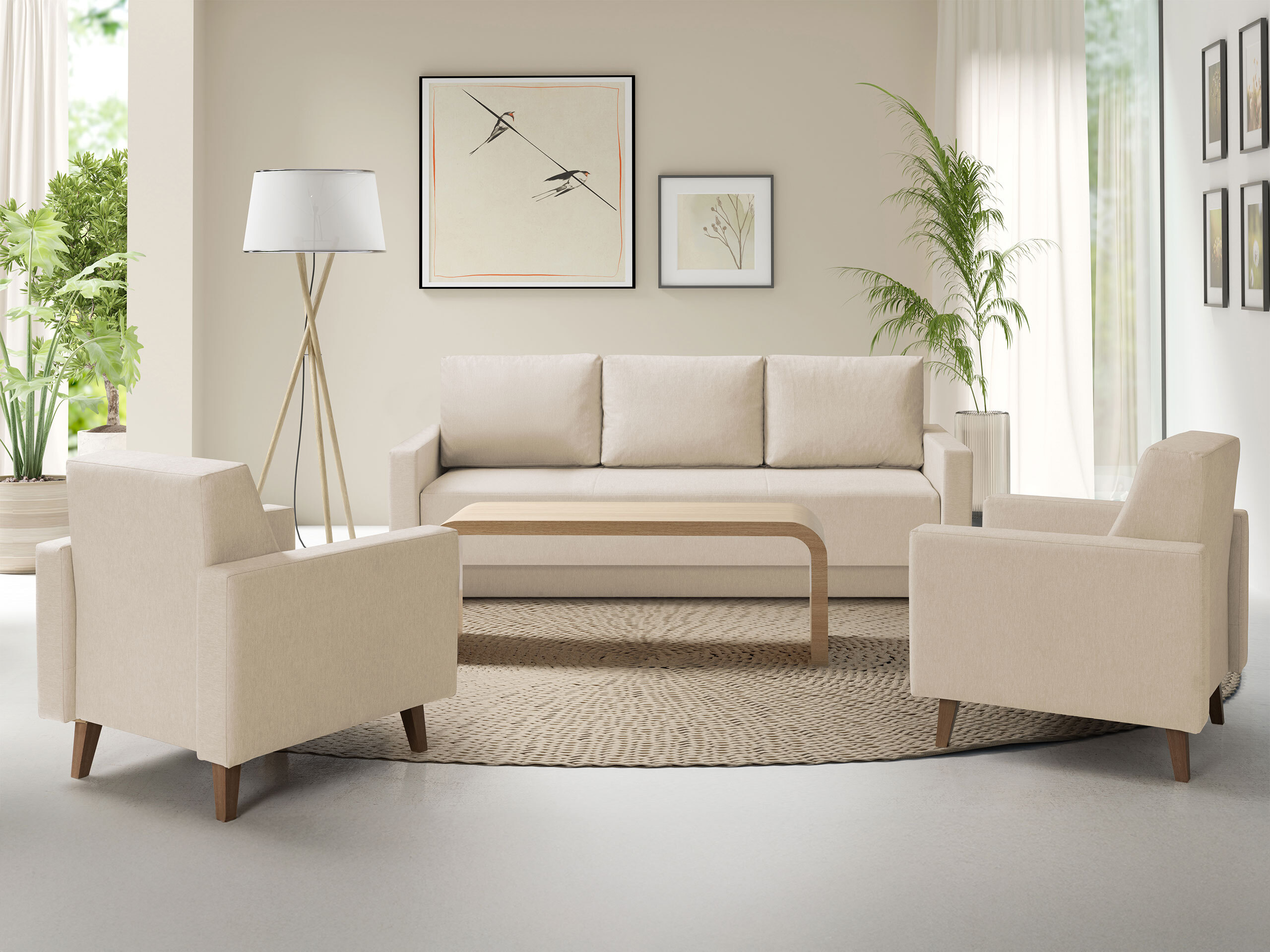 Sofa na razvlačenje Delbene 129 (Verita 03 + Tamni hrast San Remo)
