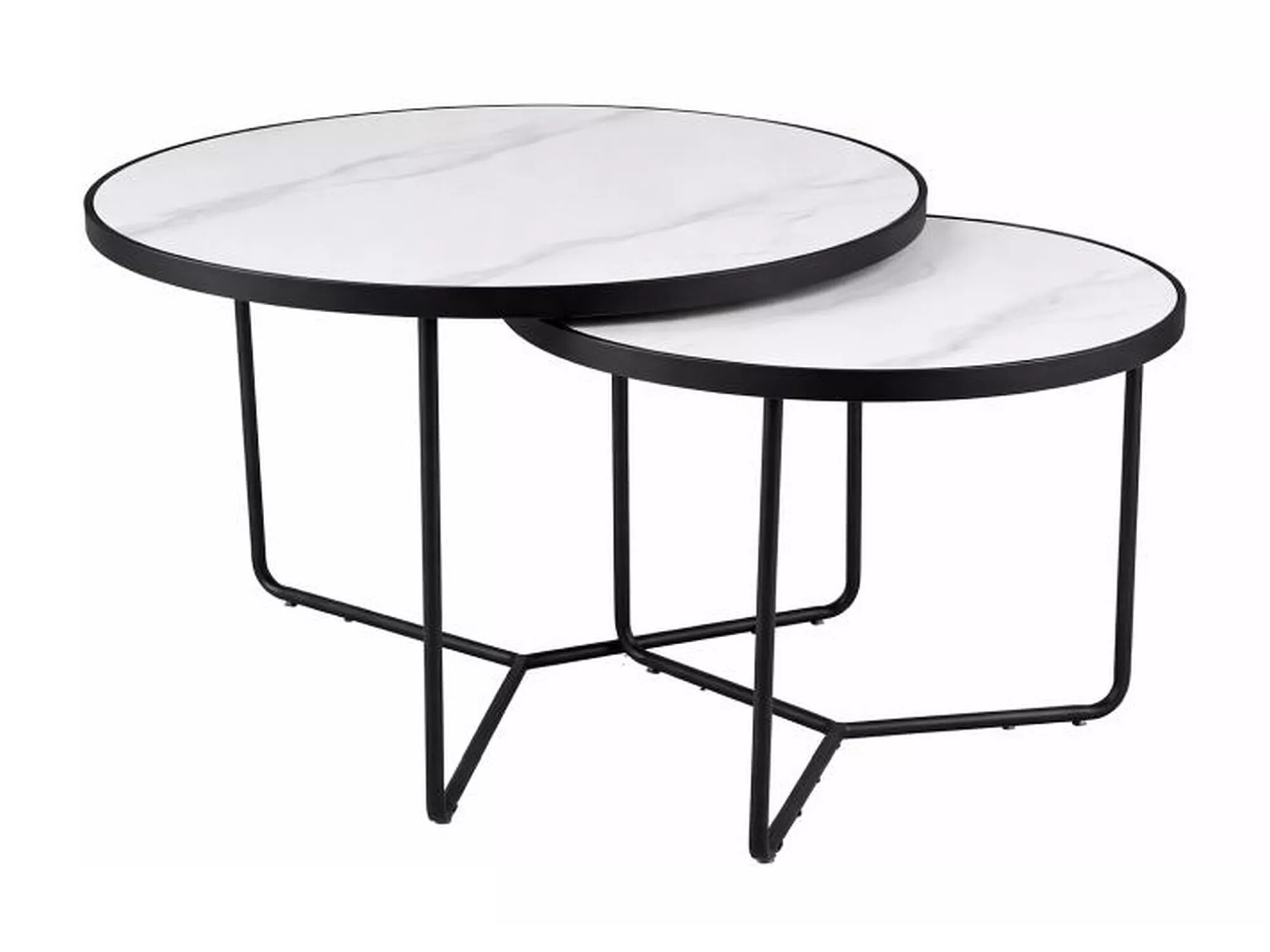 Set stočića za kafu Detroit 252 (Beli mermer + Crno)