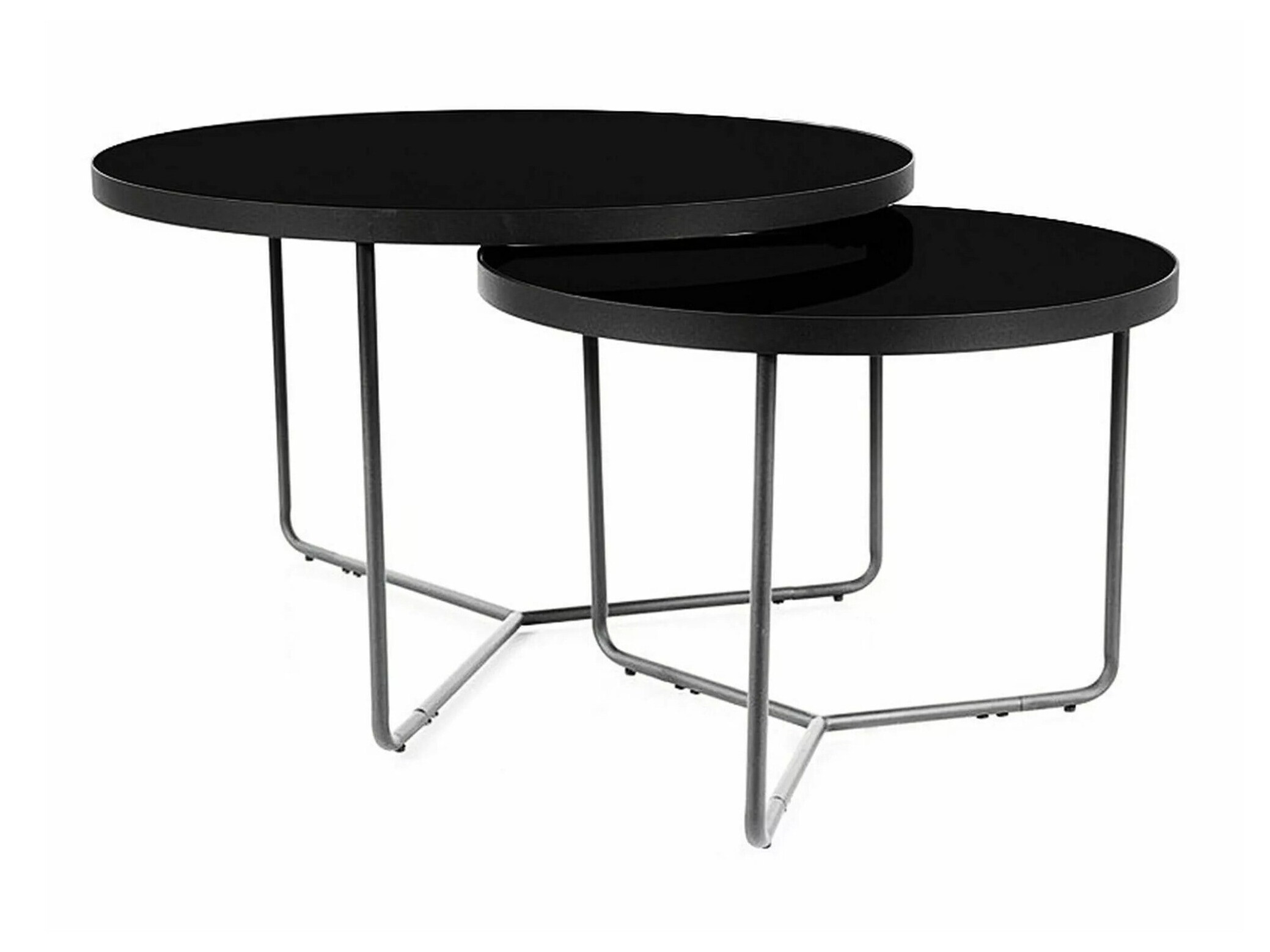 Set stočića za kafu Detroit 252 (Crni mermer + Crno)