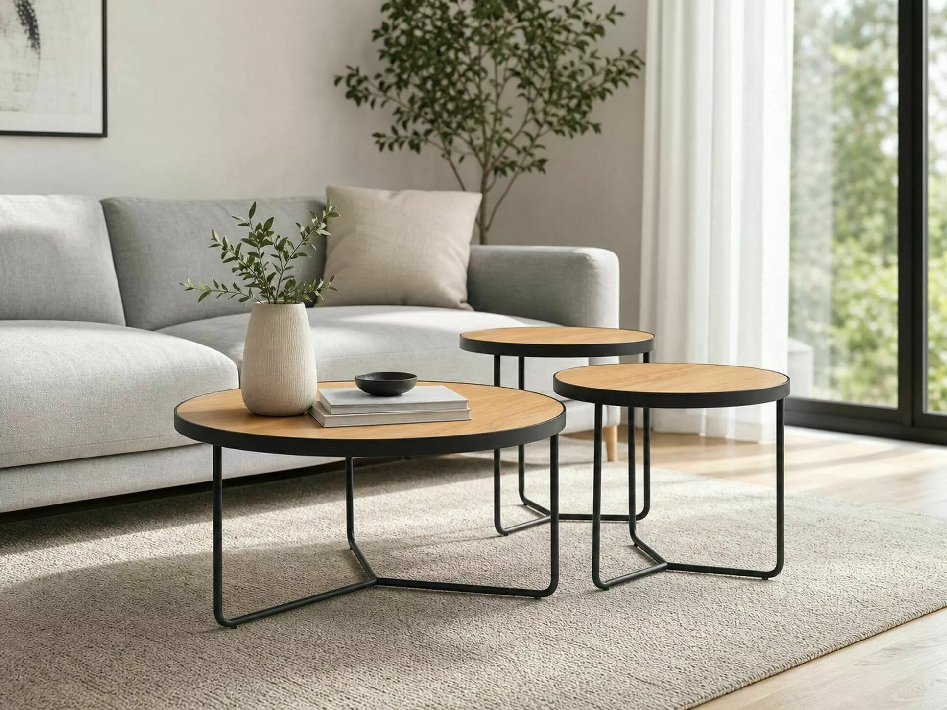 Set stočića za kafu Detroit 570 (Hrast + Crno)