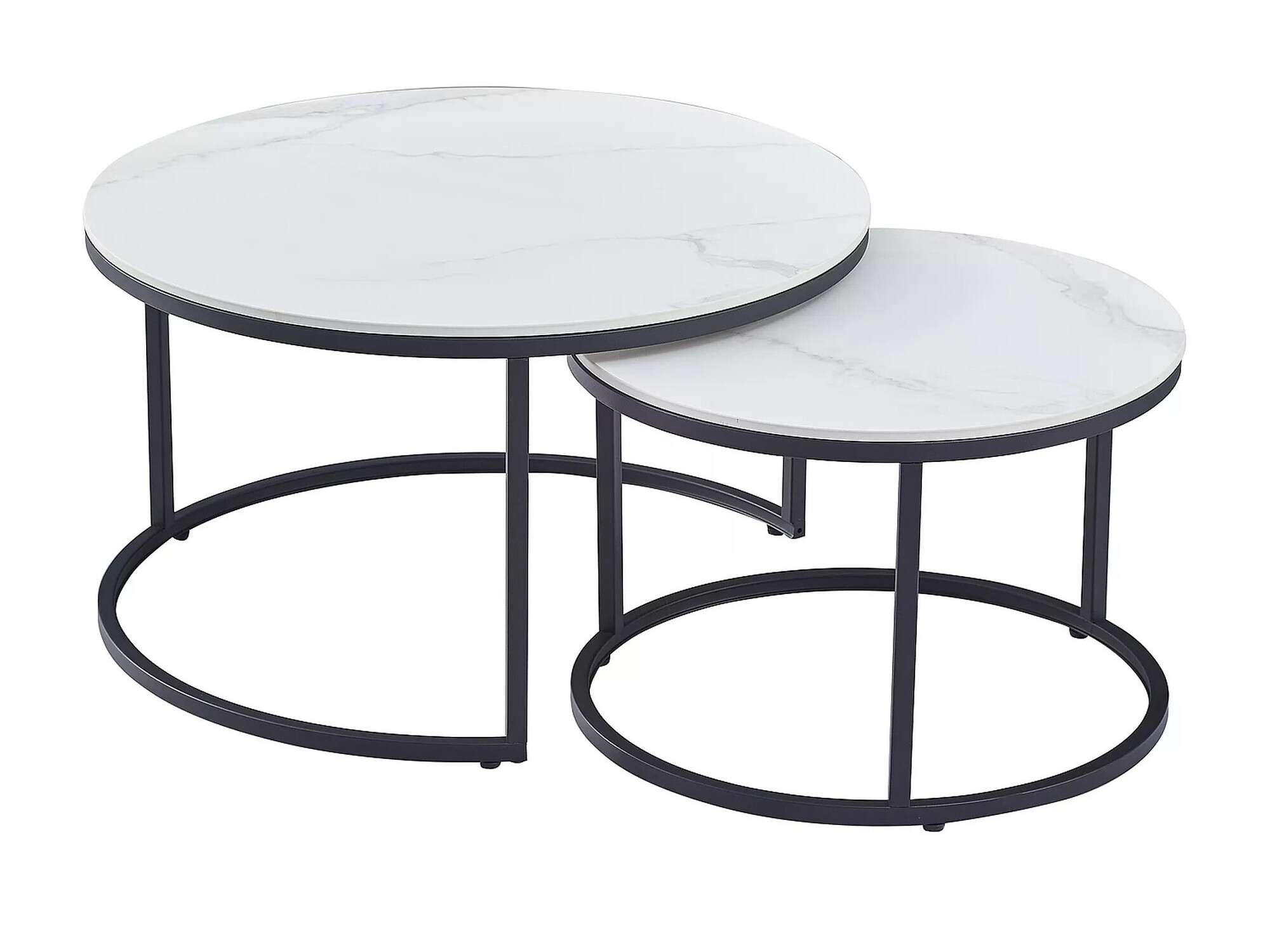 Set stočića za kafu Detroit 607 (Beli mermer + Crno)