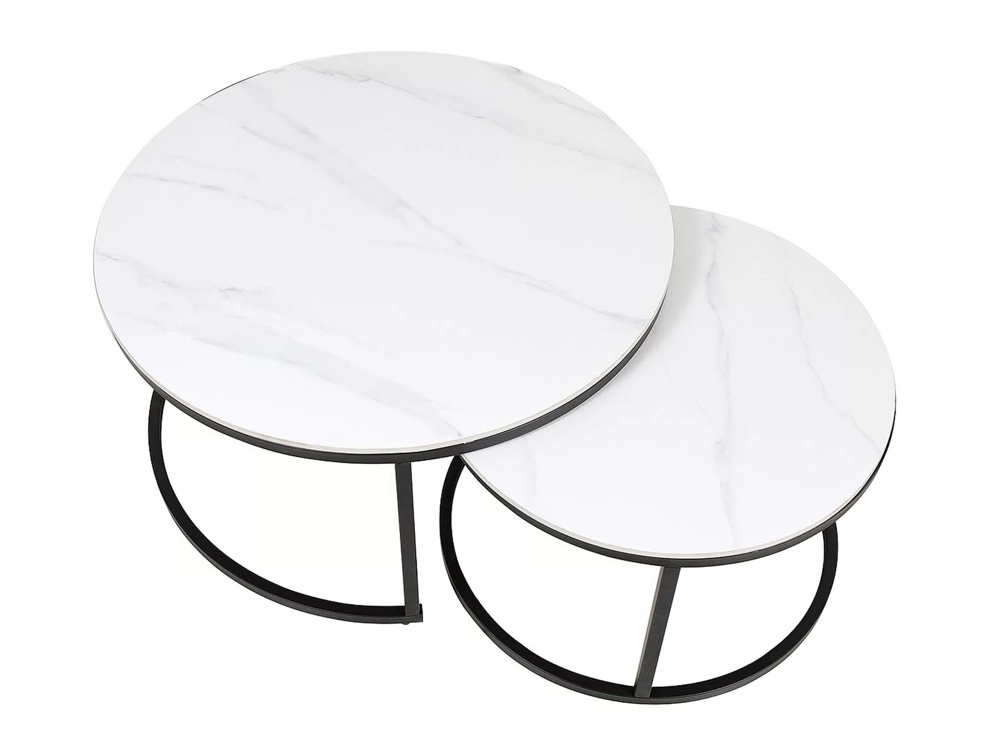 Set stočića za kafu Detroit 607 (Beli mermer + Crno)