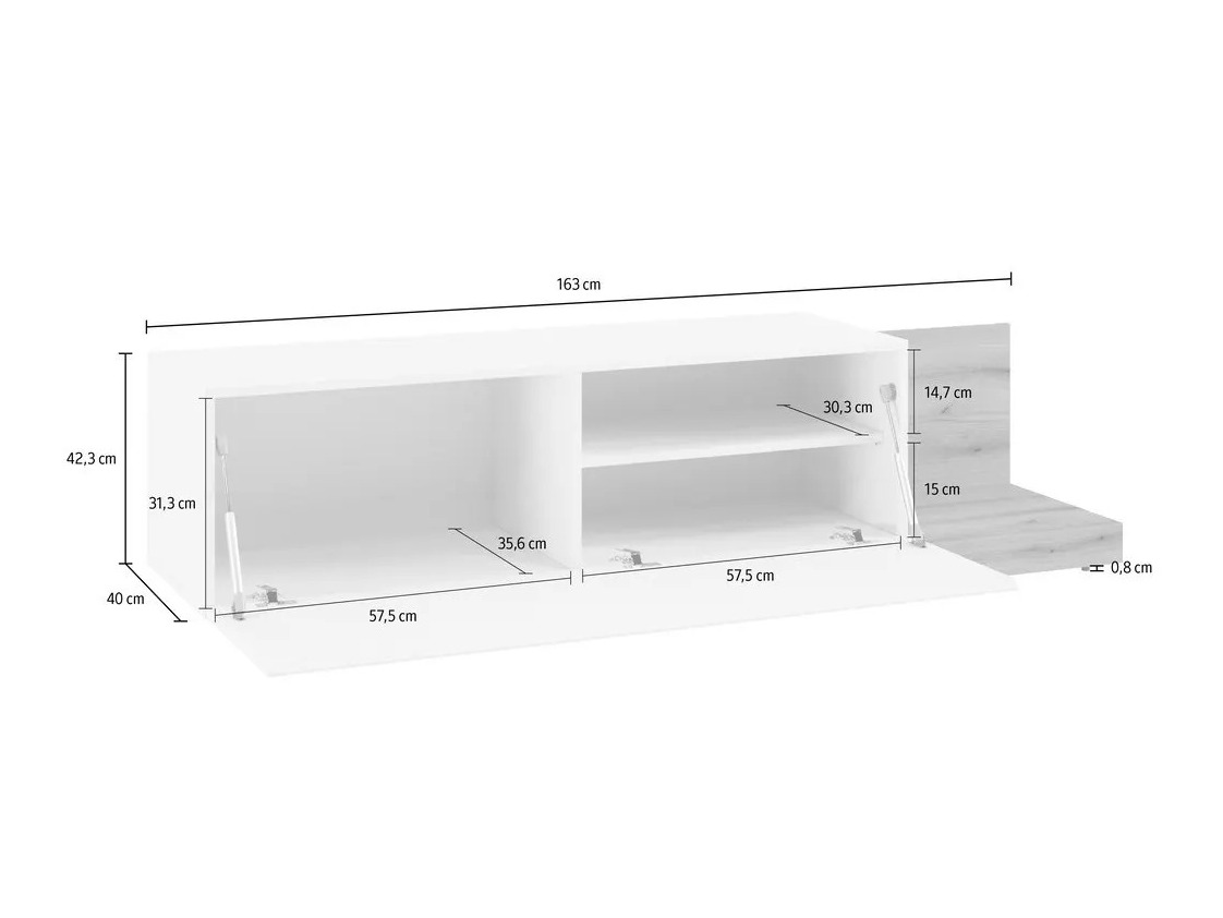 TV komoda Ontario 244 (Sivo + Hrast)