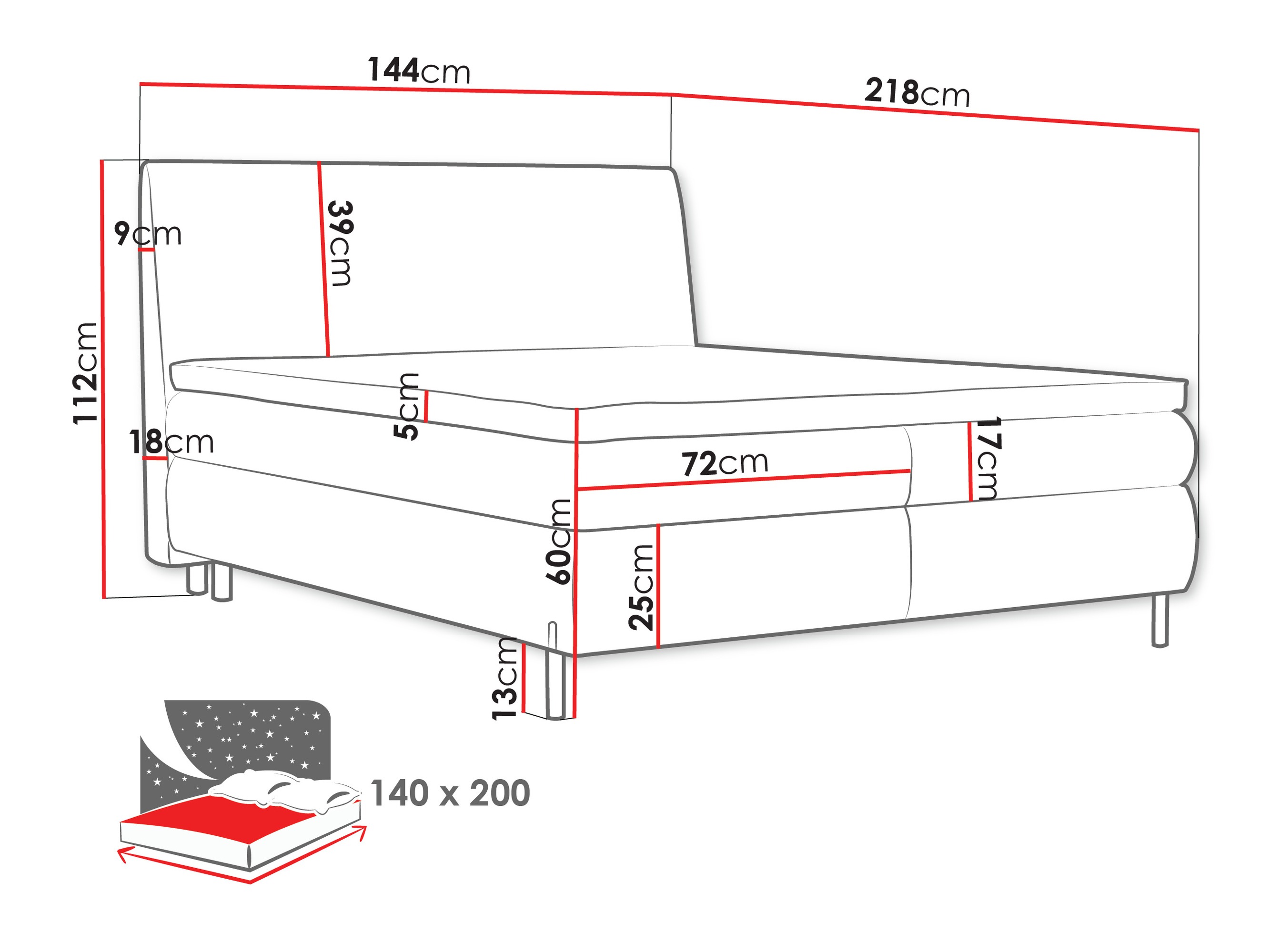 Boxspring krevet Portage 113 (Adventure 80)