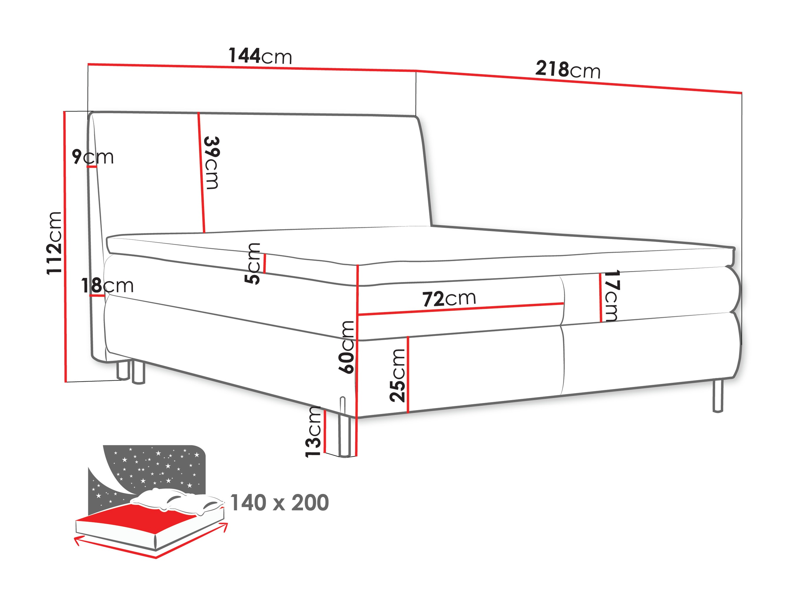 Boxspring krevet Portage 113 (Adventure 90)