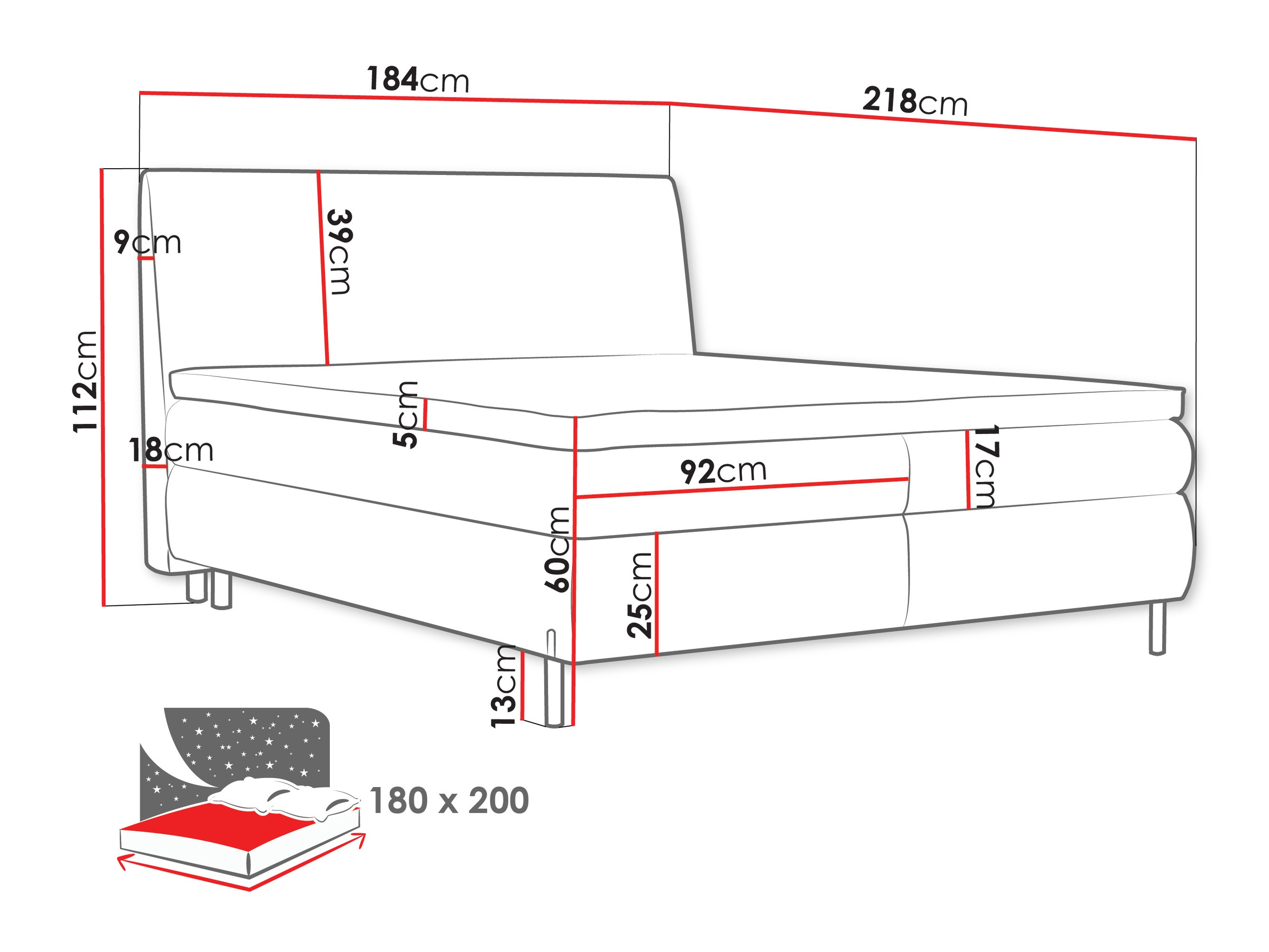 Boxspring krevet Portage 113 (Adventure 90)