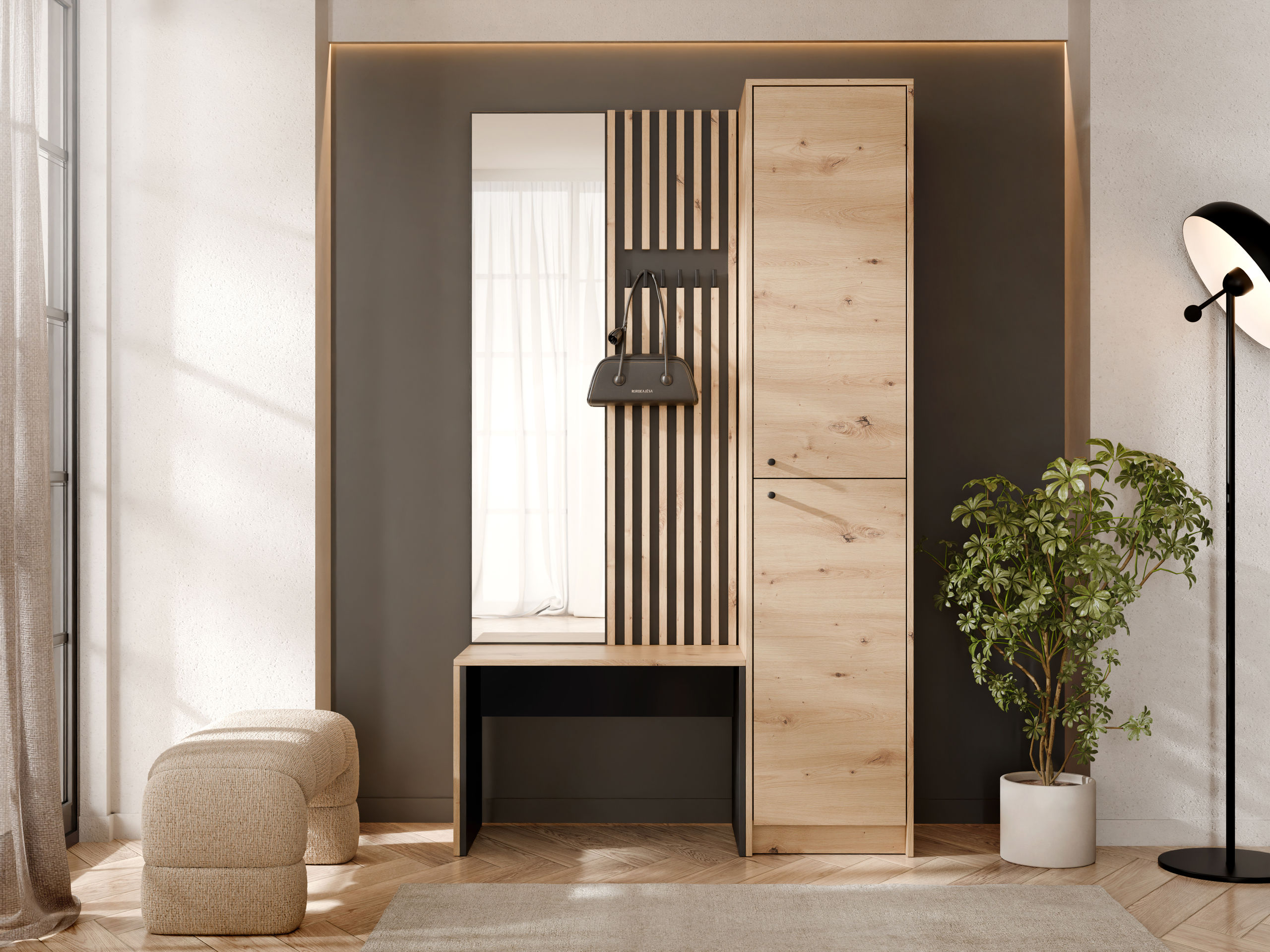 Set za hodnik Comfivo Nomas (Artisan hrast + Crno)