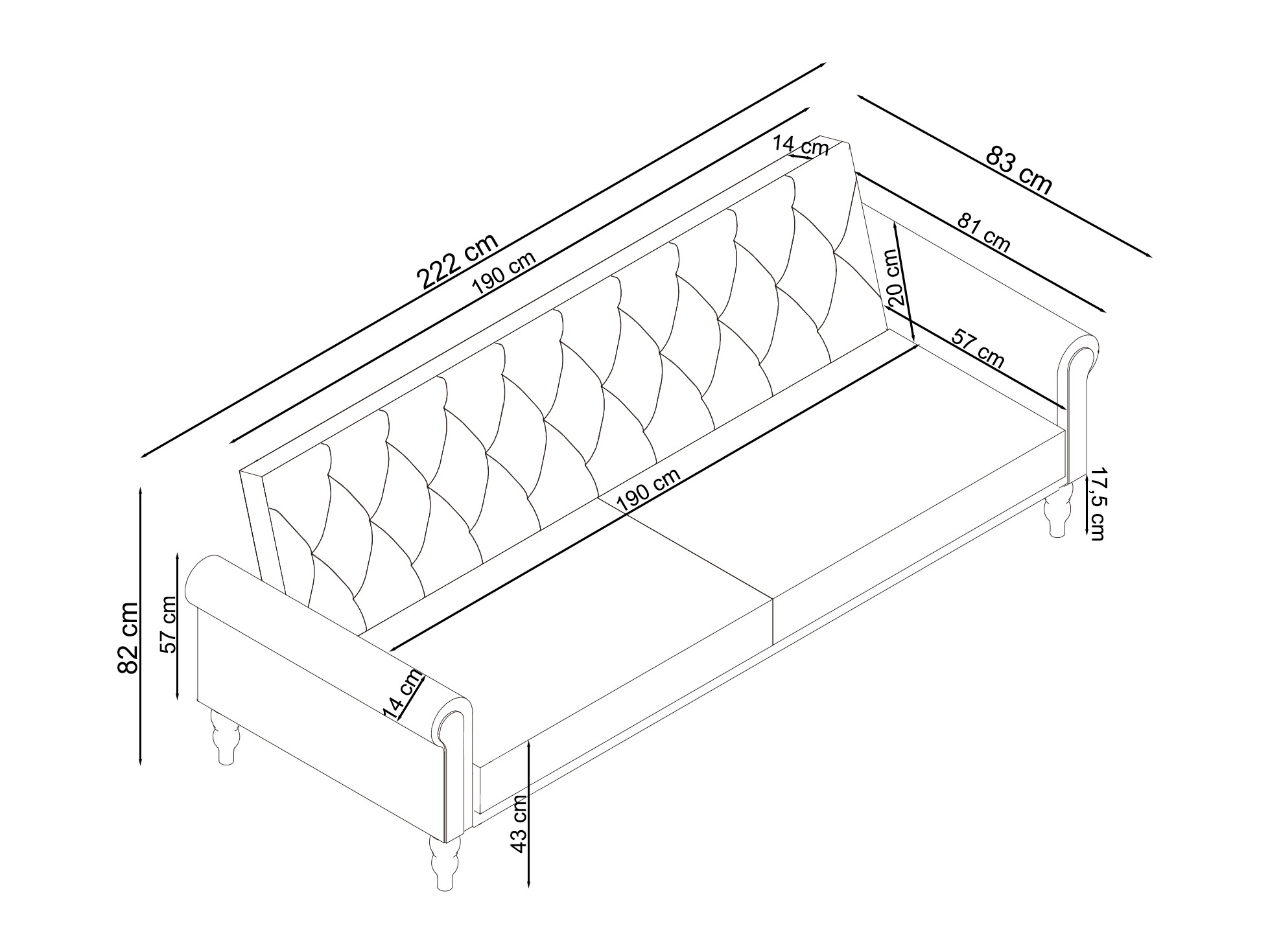 Sofa na razvlačenje Denton 1581 (Krem)
