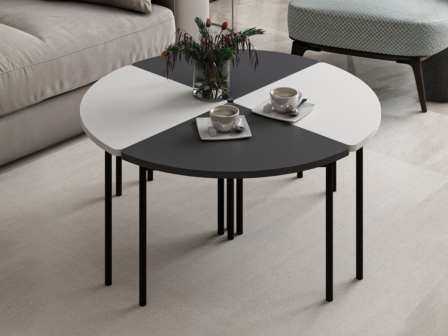 Set stočića za kafu Kailua 2836 (Belo + Antracit)