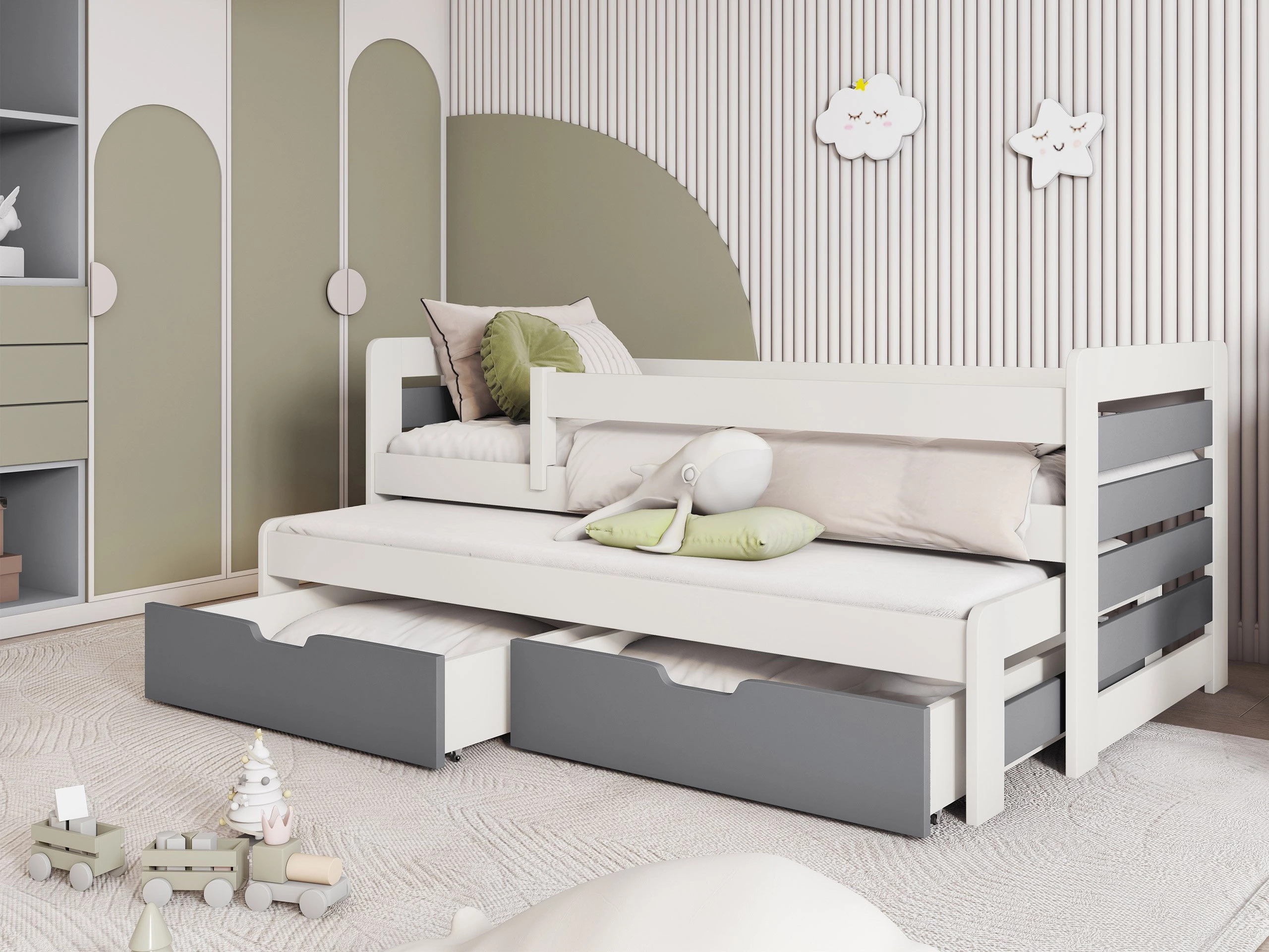Krevet Henderson 127 (Belo + Sivo)