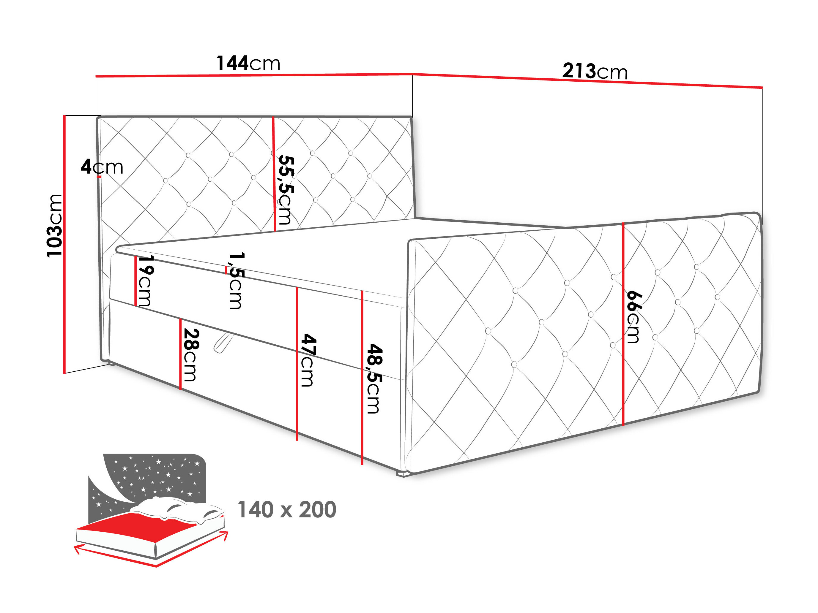 Boxspring krevet Carmen (Amor Velvet 4303)