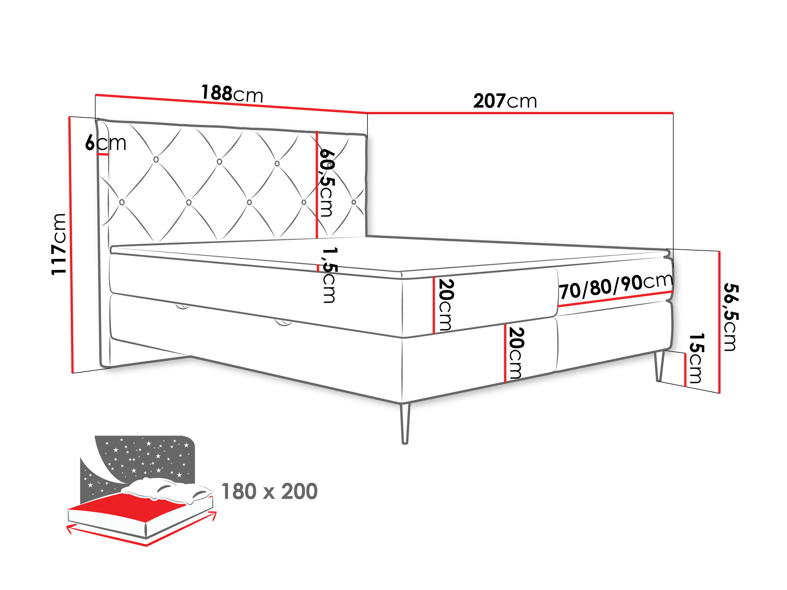 Boxspring krevet ComfiDream Myrel (Verita 85)