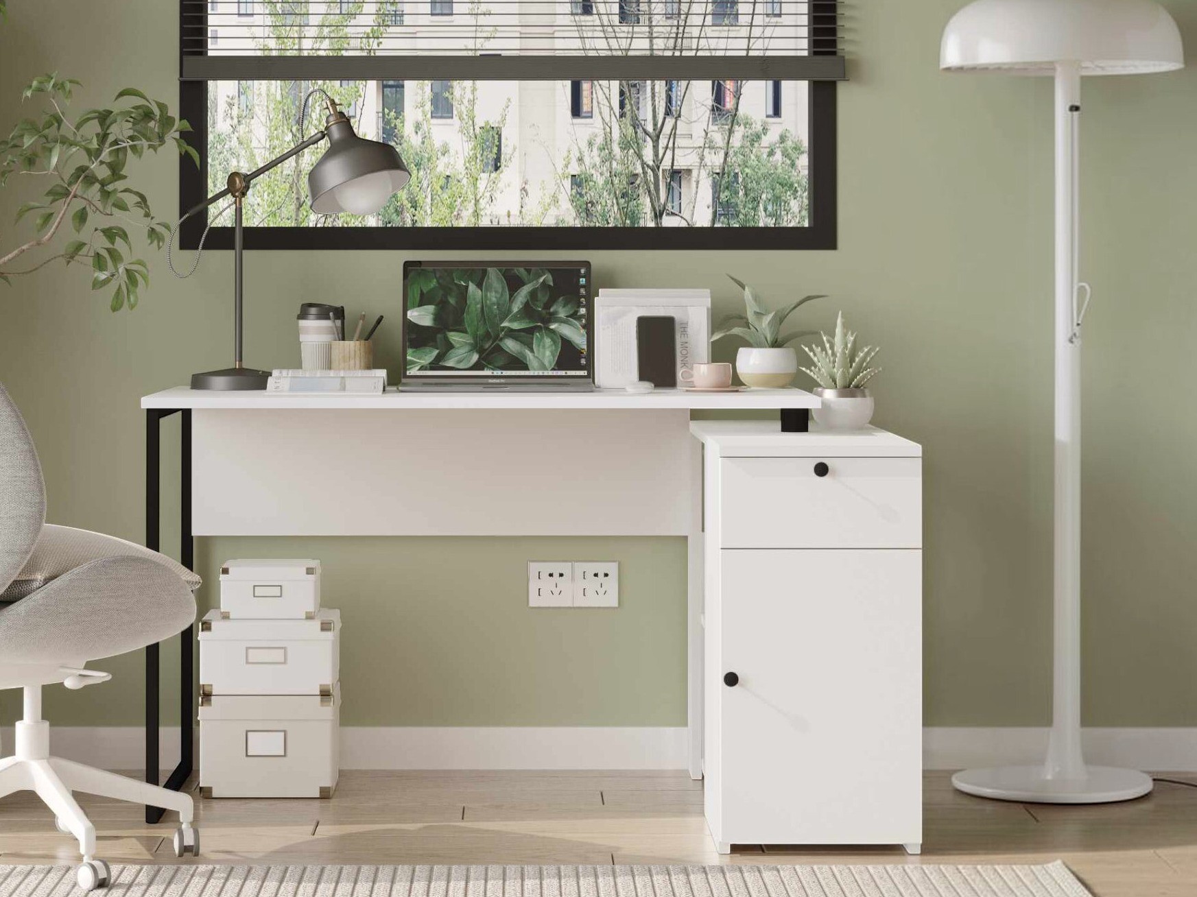 Ugaoni kancelarijski sto Kailua 2839 (Belo)